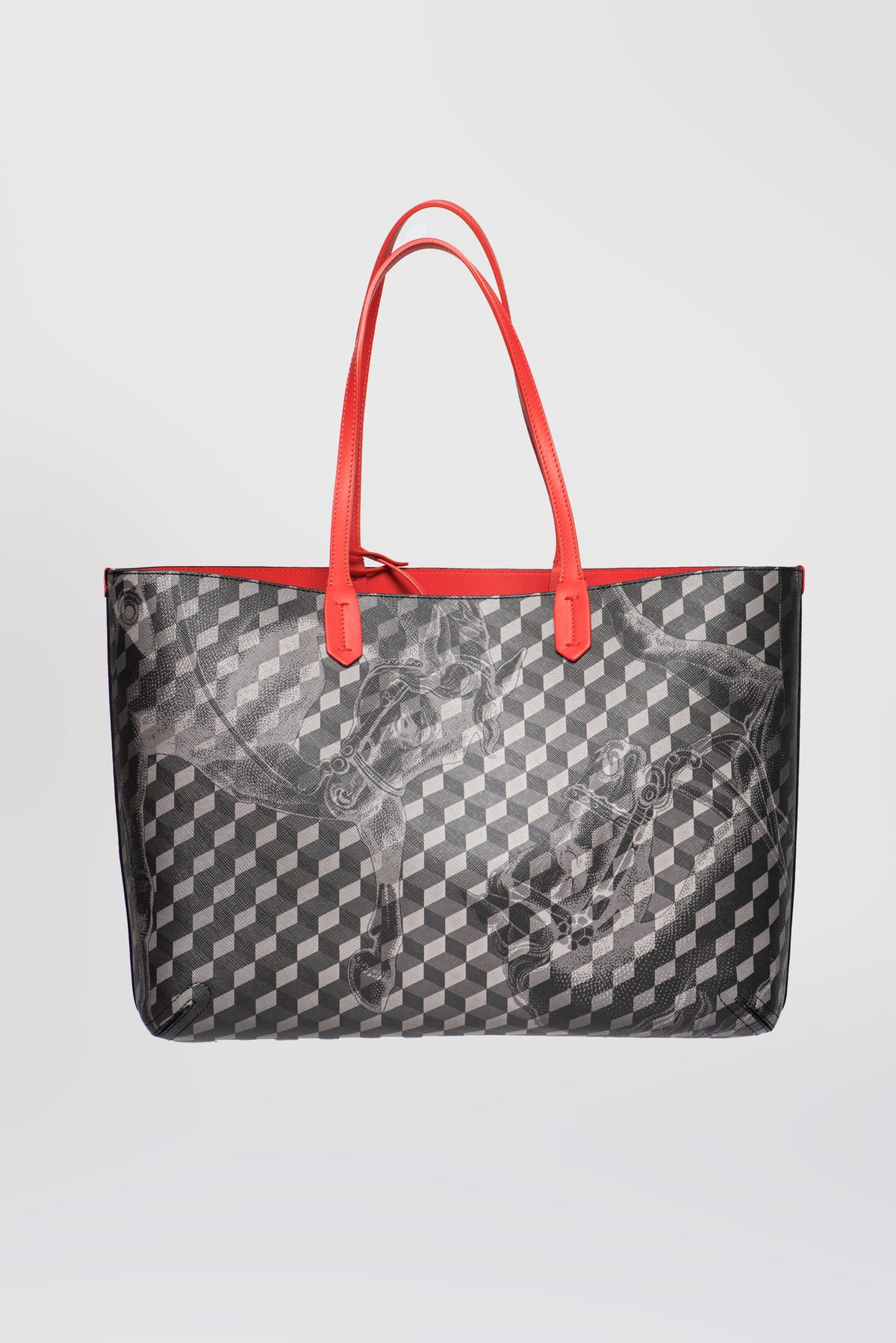Loup Noir Leather-lined/Reversible Cheval Print Shopper