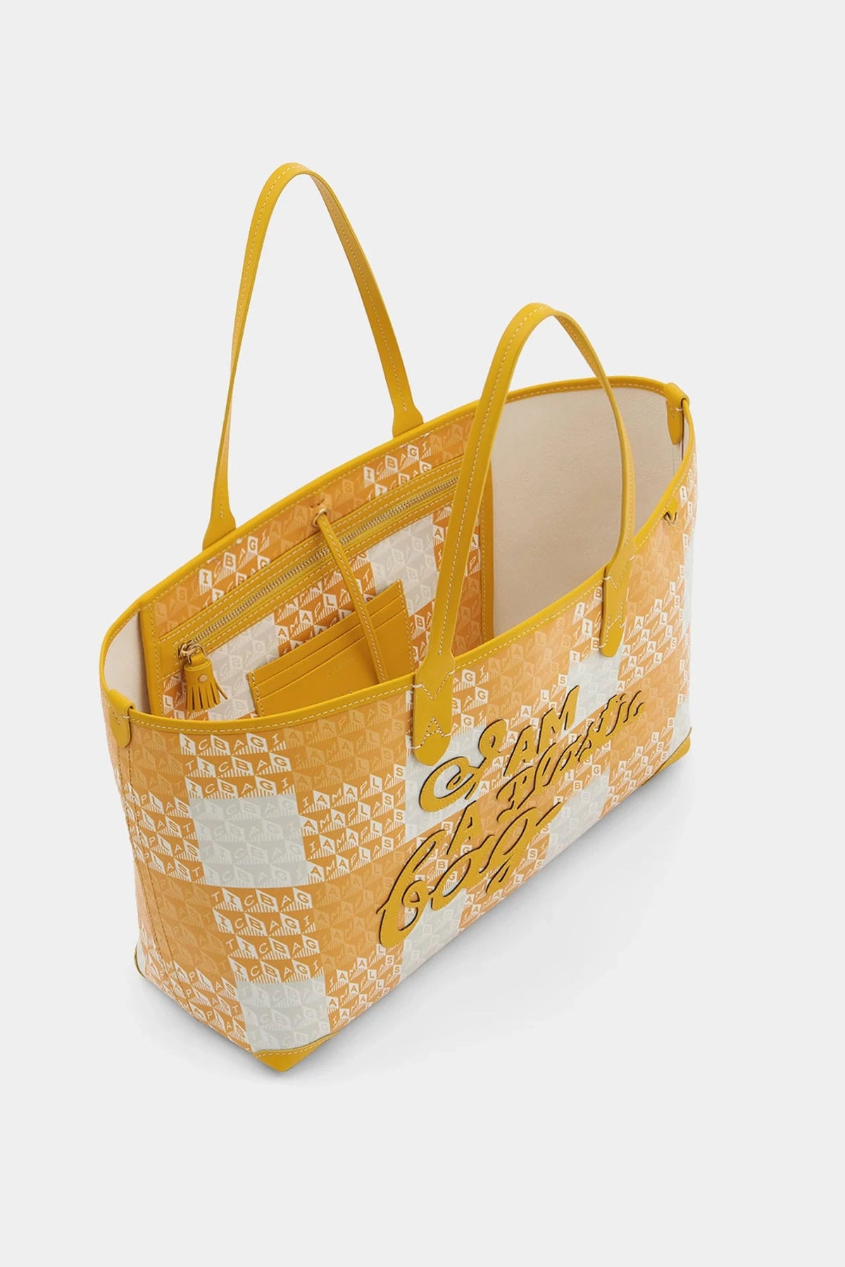 Anya Hindmarch Large &#39;I Am A Plastic Bag&#39; Motif Tote in Honey Gingham