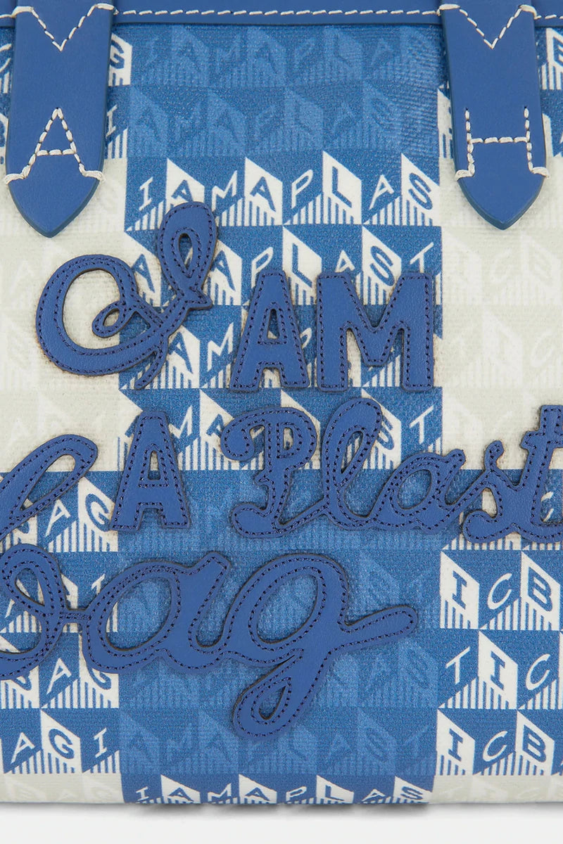 Anya Hindmarch Medium &#39;I Am A Plastic Bag&#39; Motif Tote in Blue Gingham