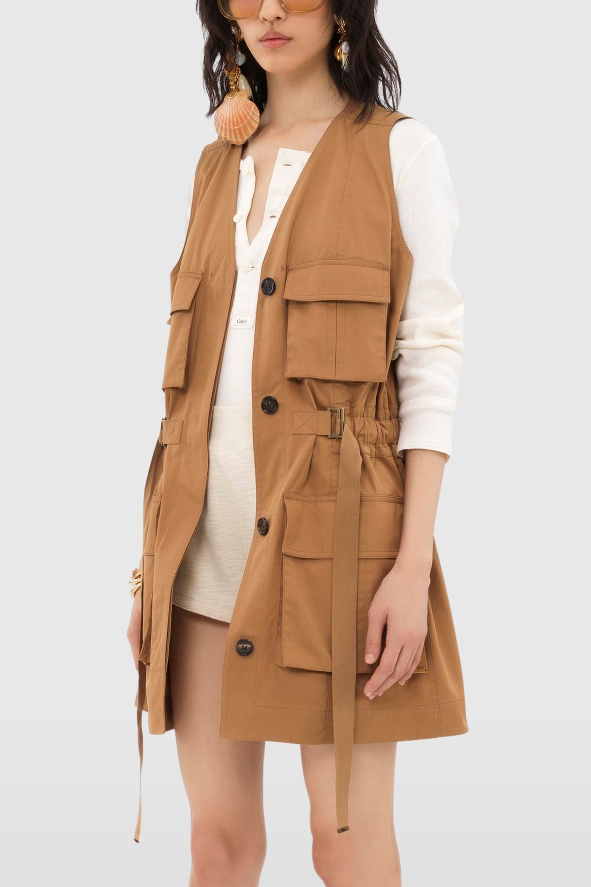 Chloé Gabardine Utilitarian Vest