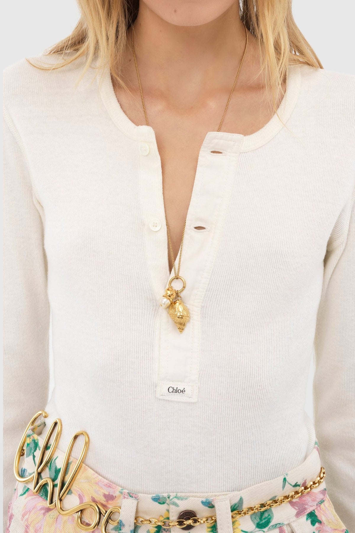 Chloé Cotton Henley Top