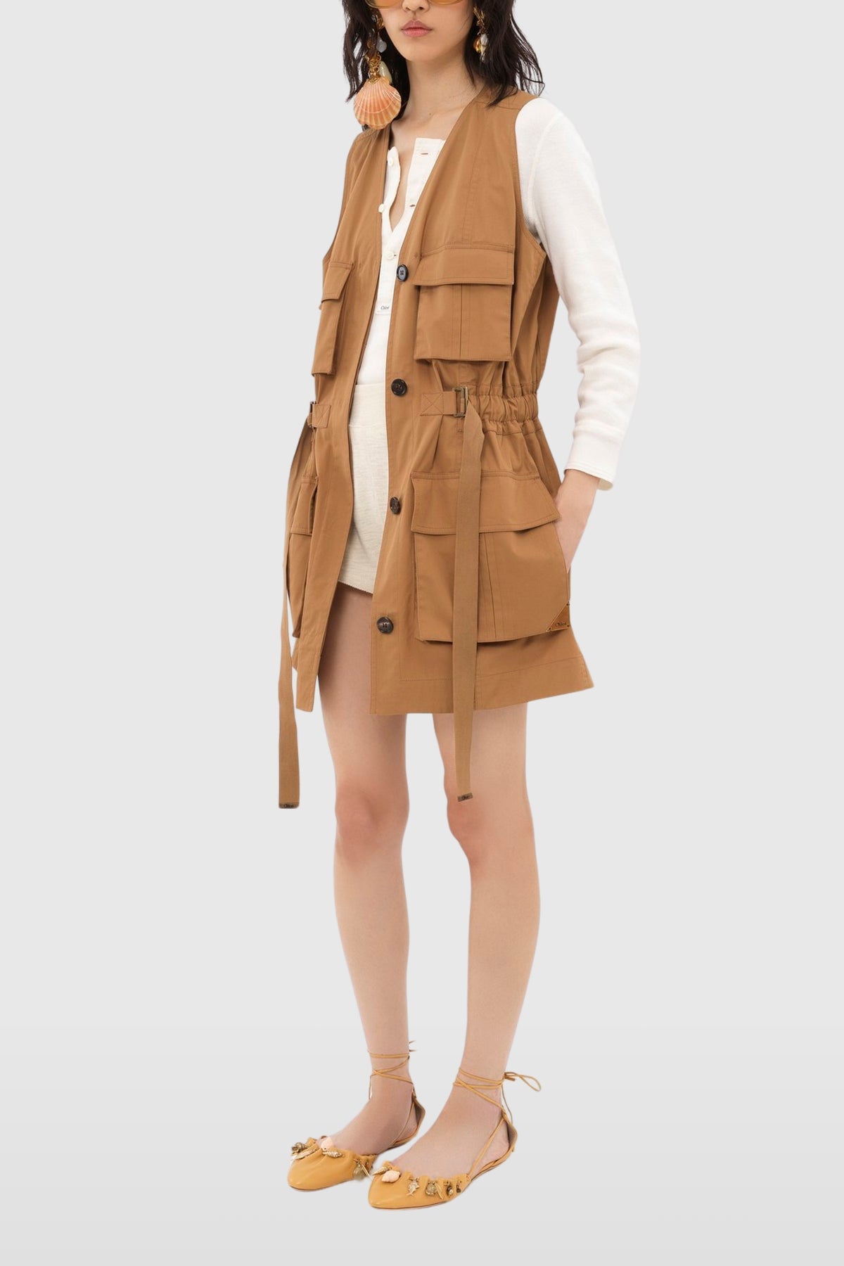 Chloé Gabardine Utilitarian Vest