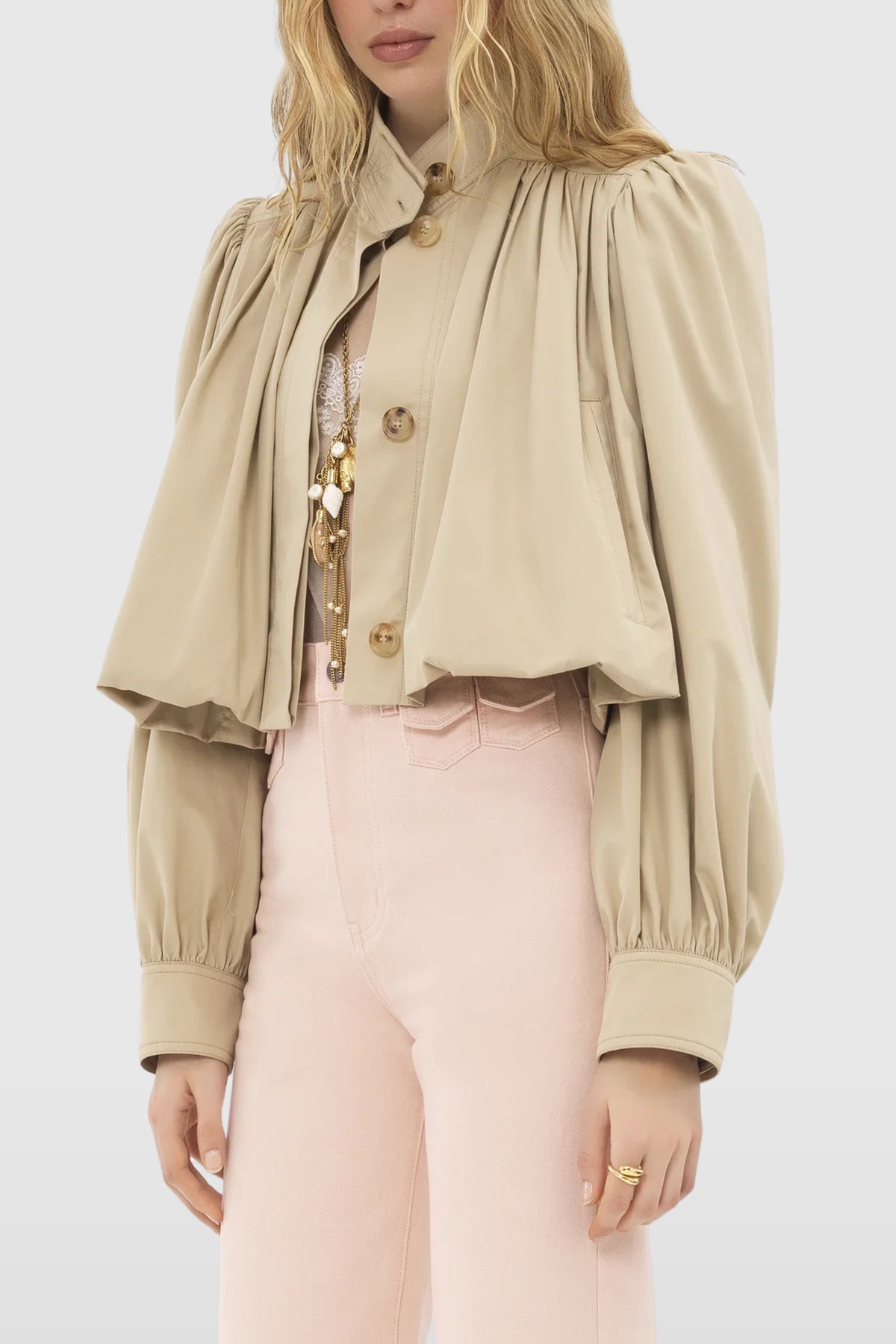 Chloé Gathered Cotton Twill Jacket