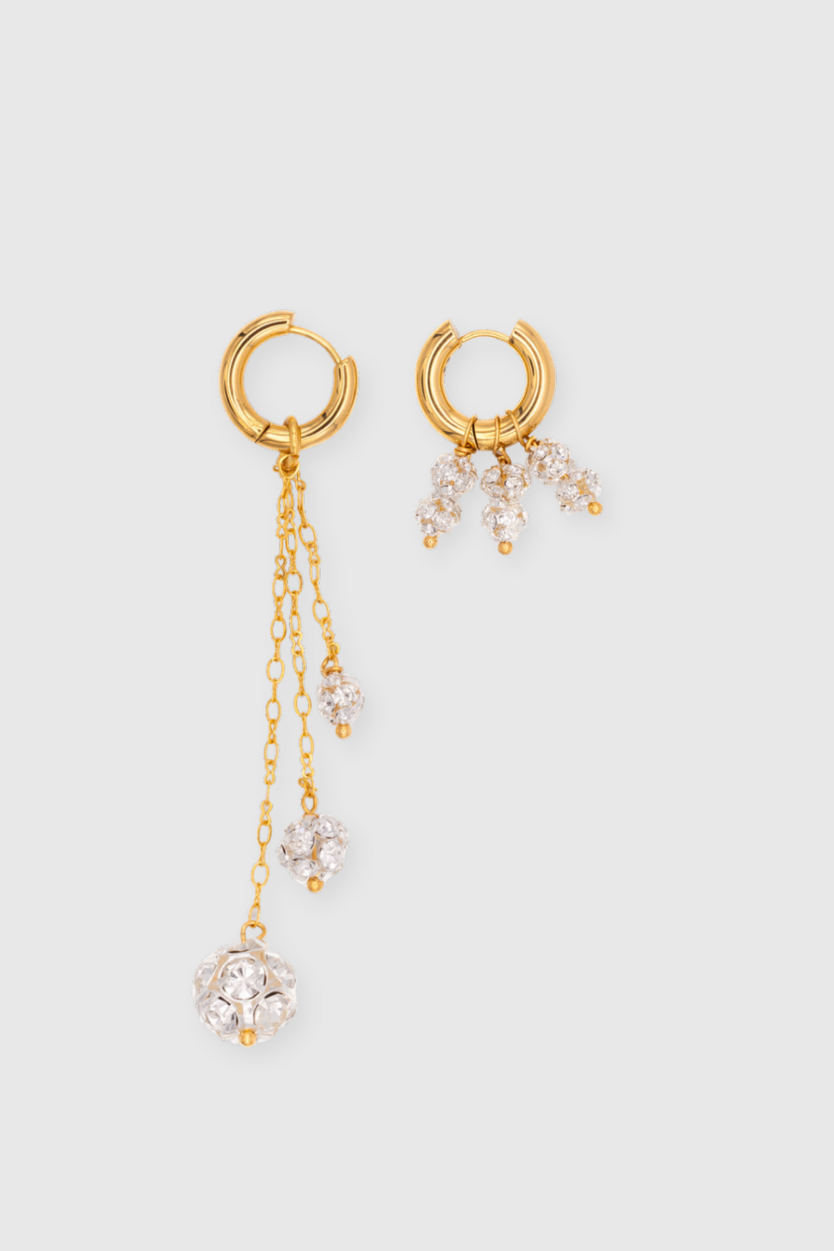 Timeless Pearly Gold Diamante Mismatched Earrings