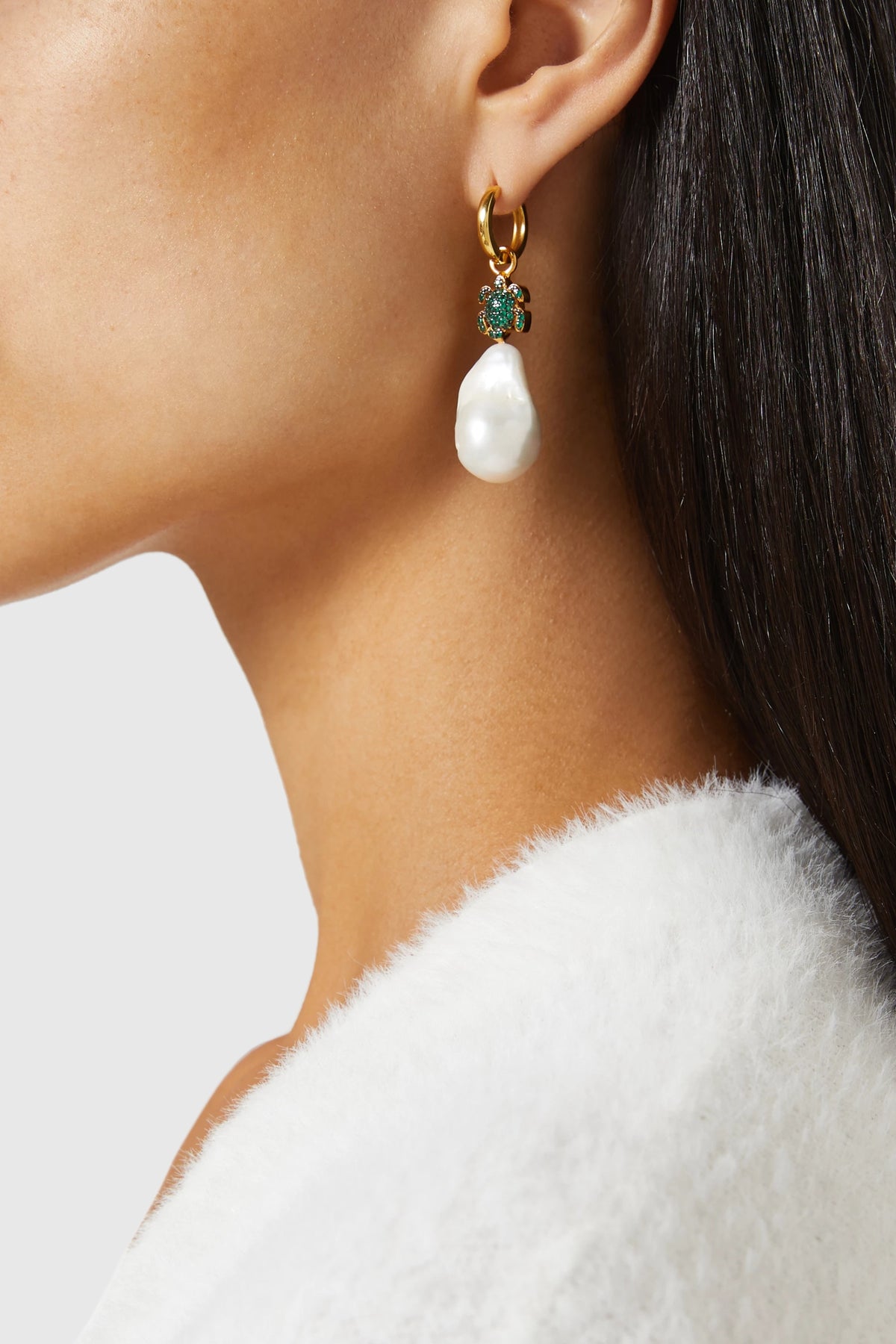 Begüm Khan Gold Turtle Baroque Pearl Earrings