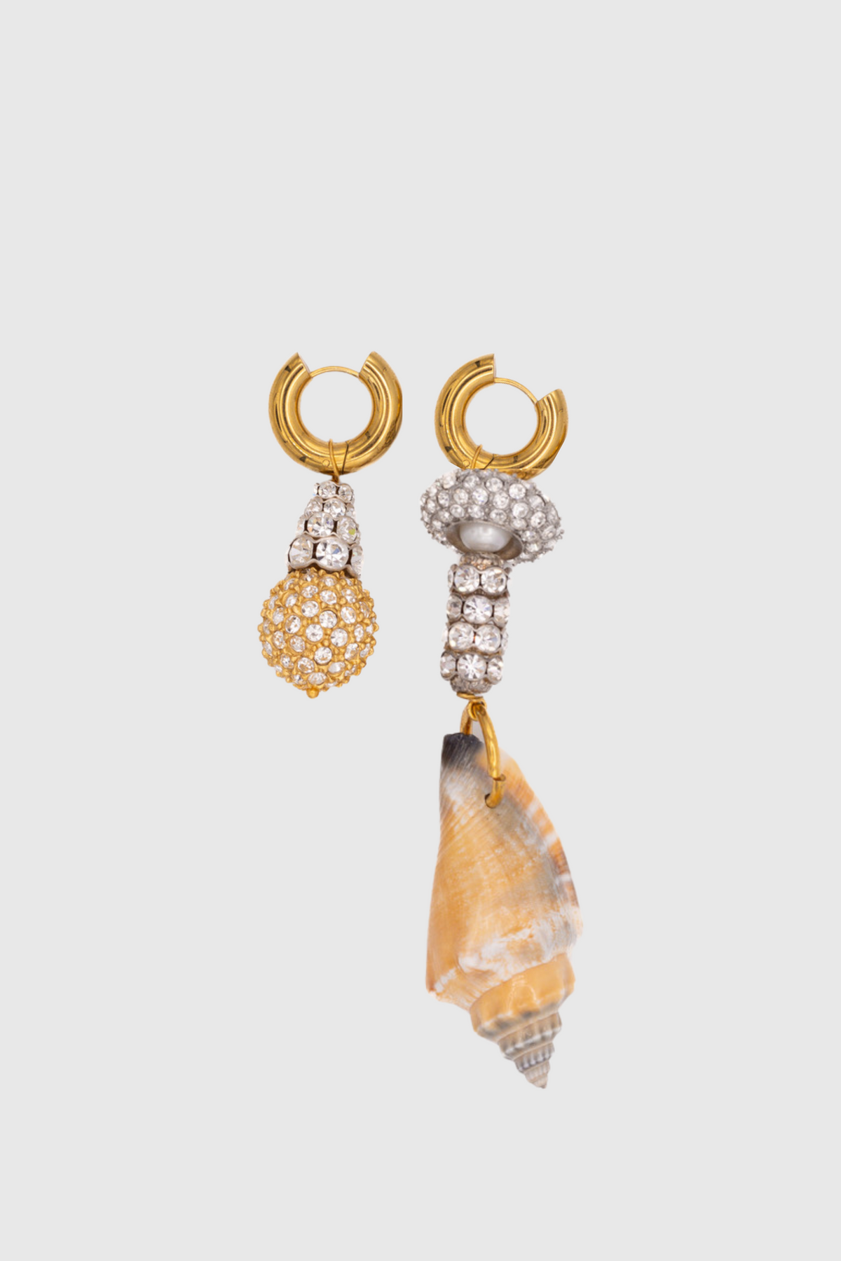 Timeless Pearly Diamante &amp; Shell Mismatched Earrings
