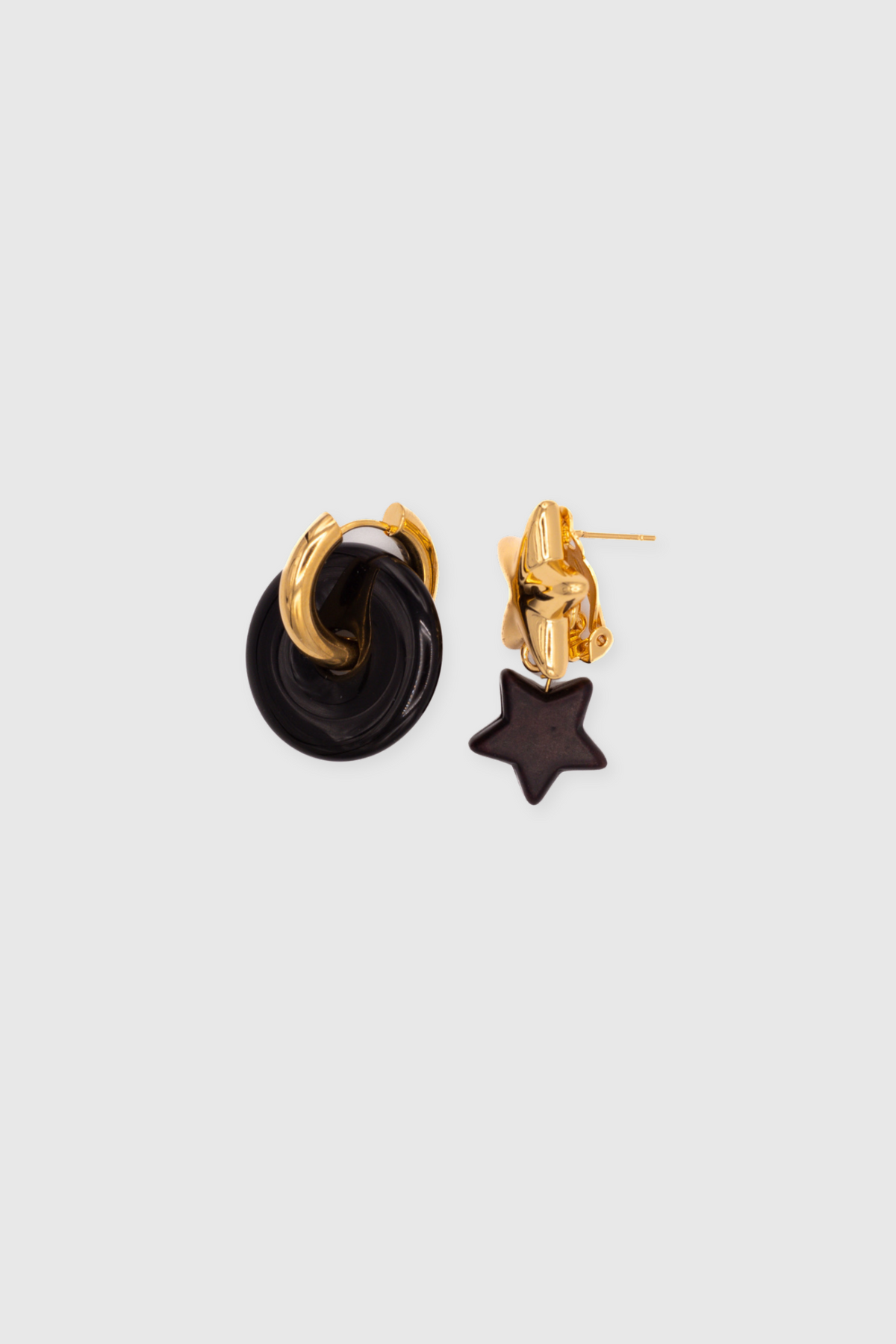 Timeless Pearly Coin &amp; Star Mismatched Earrings