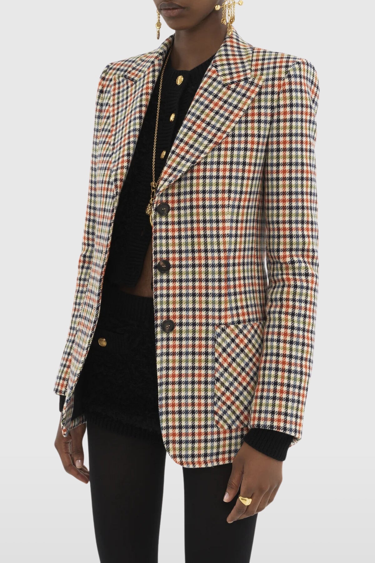 Chloé Check Wool Tailored Jacket