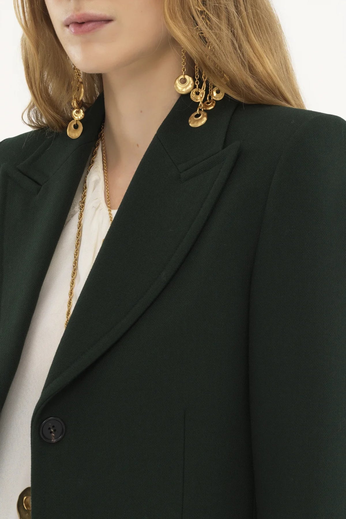 Chloé Tailored Wool Crepe Dark Green Jacket