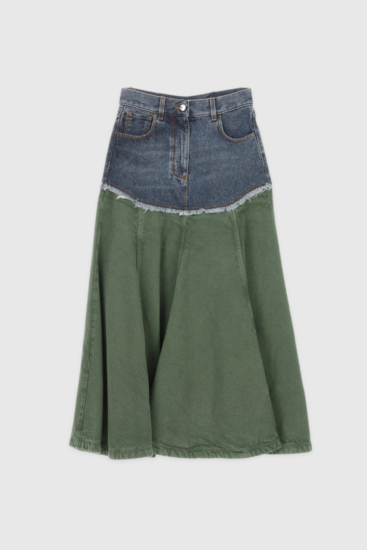 Chloé Khaki &amp; Denim Skirt