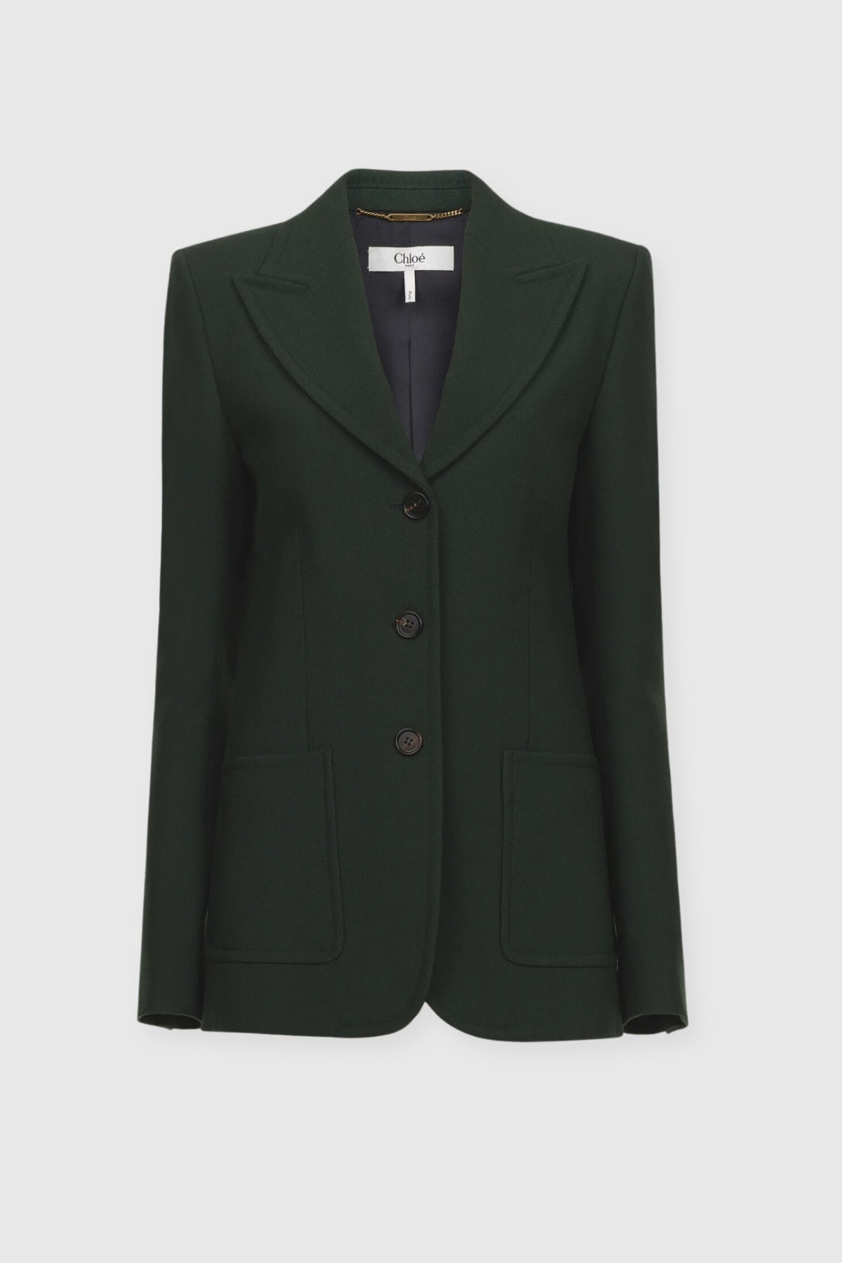 Chloé Tailored Wool Crepe Dark Green Jacket