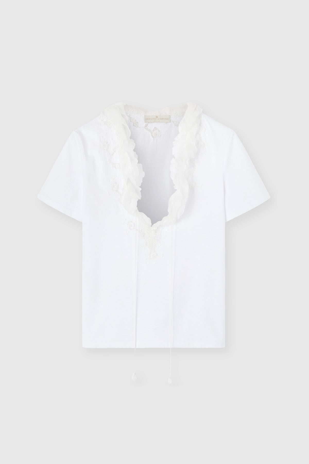 Ermanno Scervino White Frill Lace T-Shirt