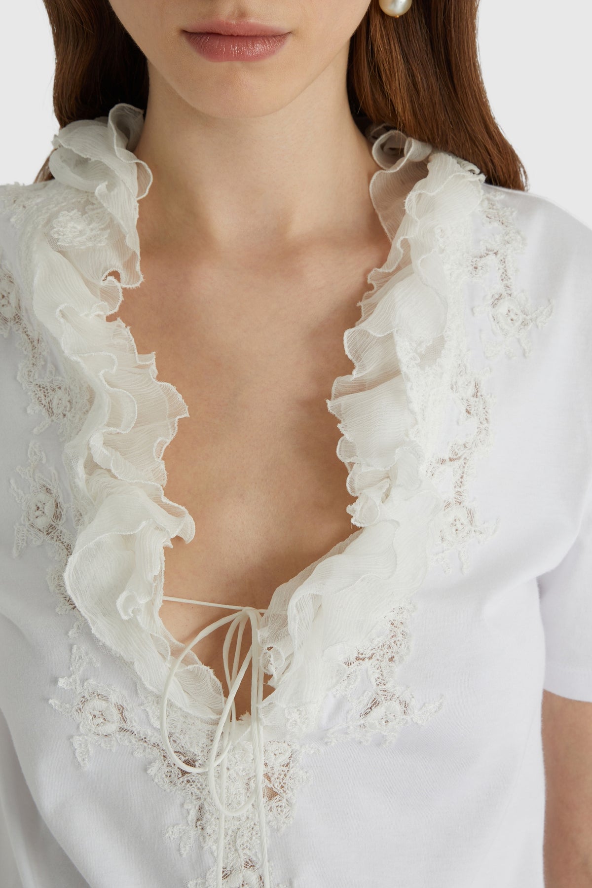 Ermanno Scervino White Frill Lace T-Shirt