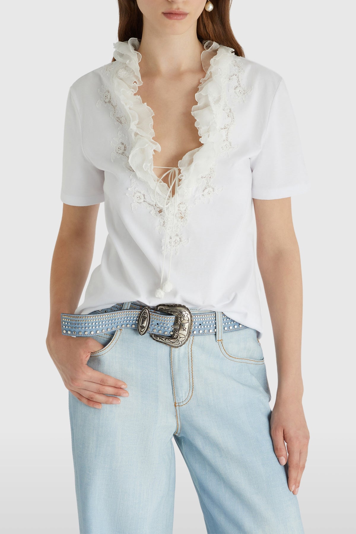 Ermanno Scervino White Frill Lace T-Shirt