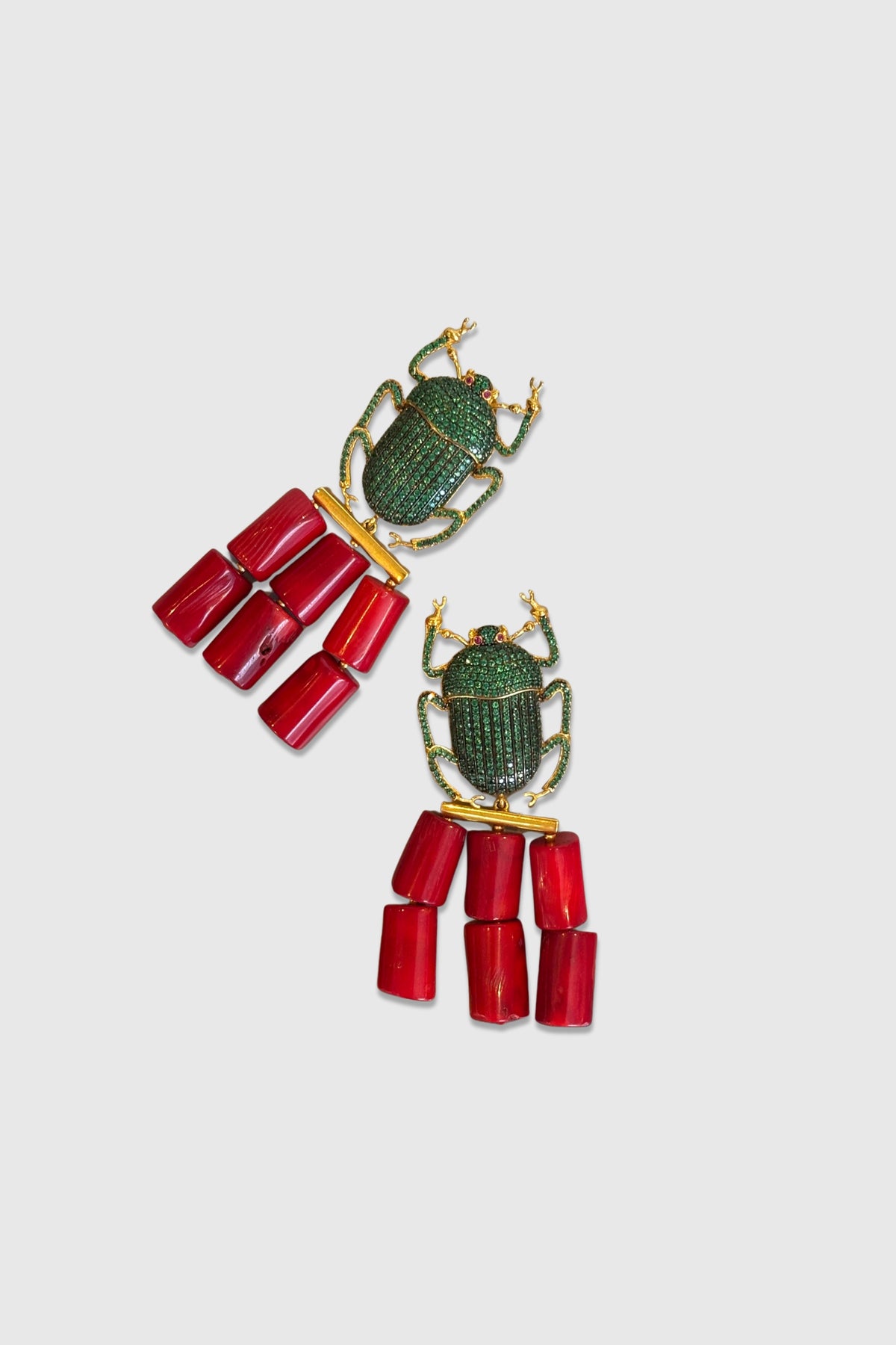 Begüm Khan Pharaoh Green & Coral Clip-on Earrings