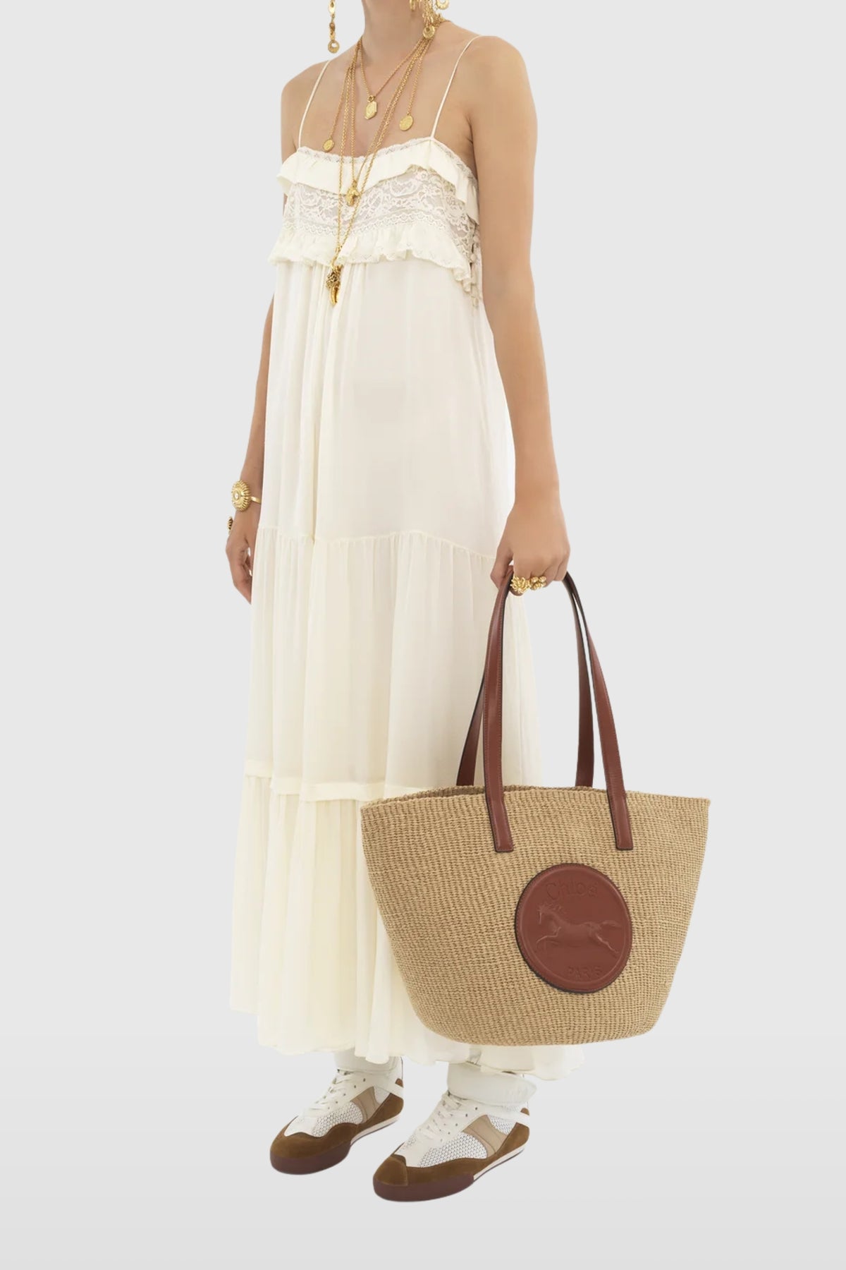 Chloé Raffia &#39;Horse Medal&#39; Basket