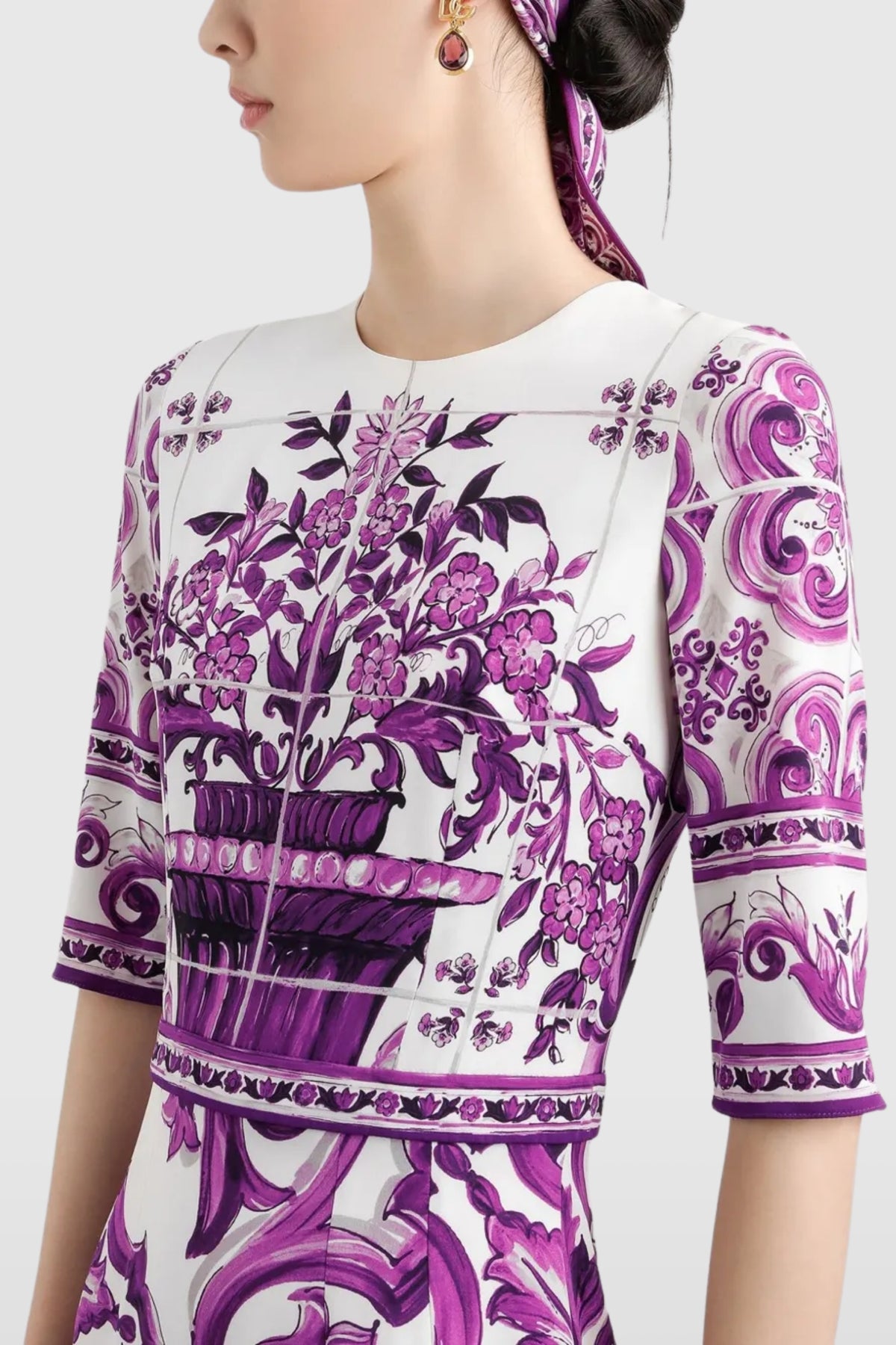 Dolce &amp; Gabbana Majolica Fitted Midi Dress