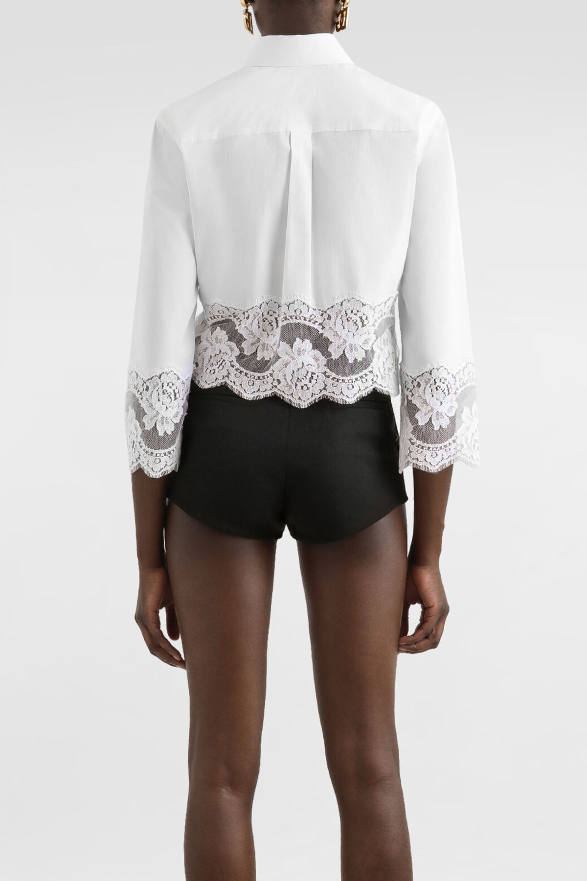 Dolce & Gabbana Cropped Poplin Lace Shirt