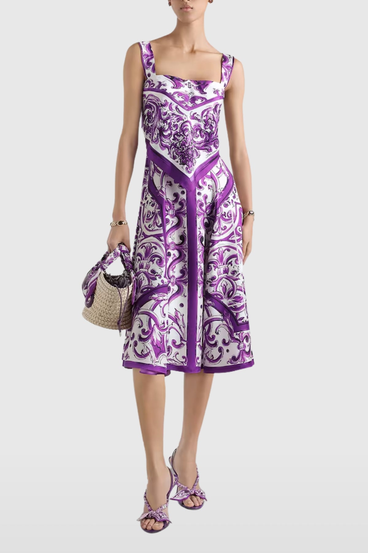 Dolce &amp; Gabbana Majolica Purple Midi Dress