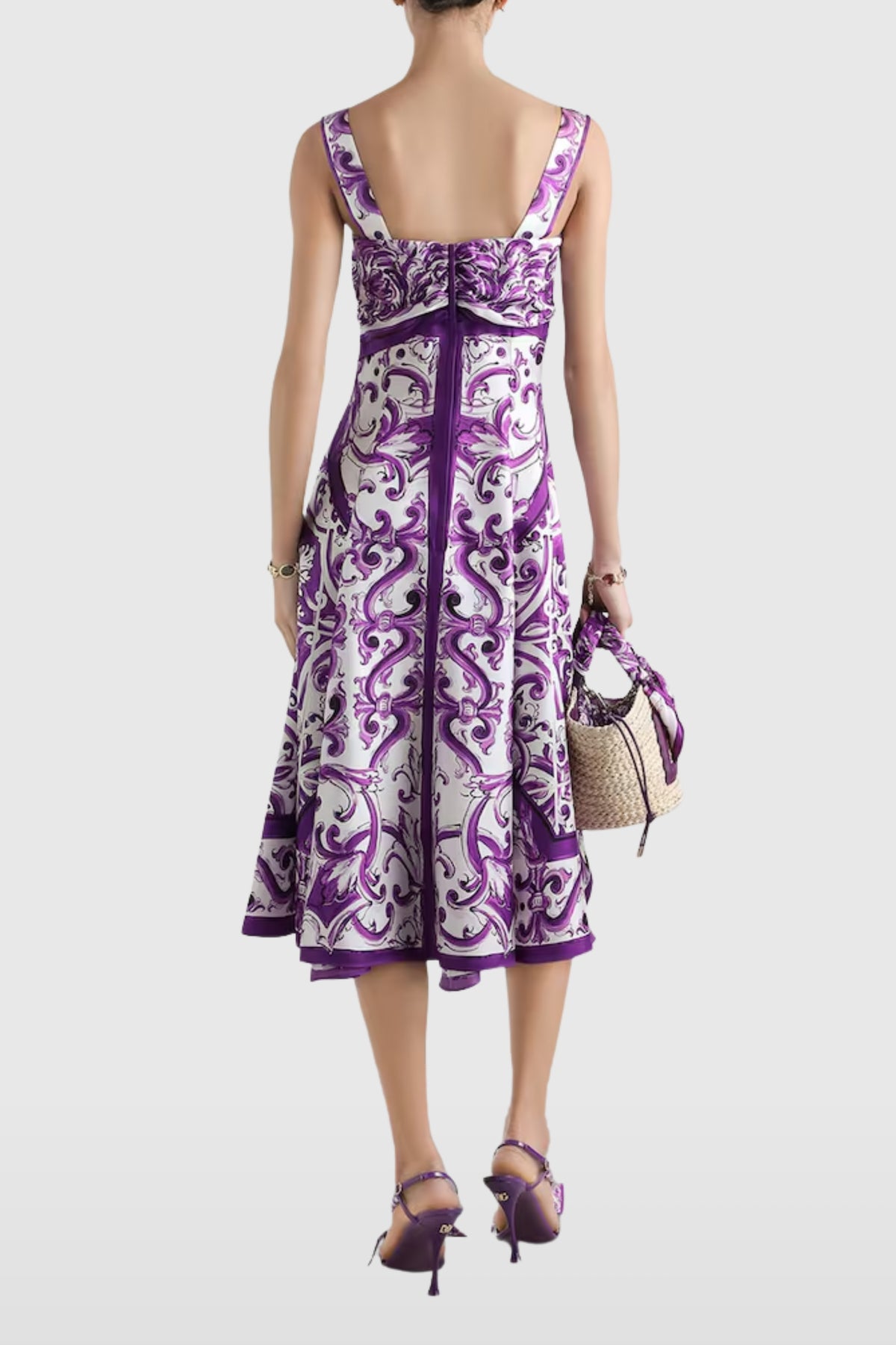 Dolce &amp; Gabbana Majolica Purple Midi Dress