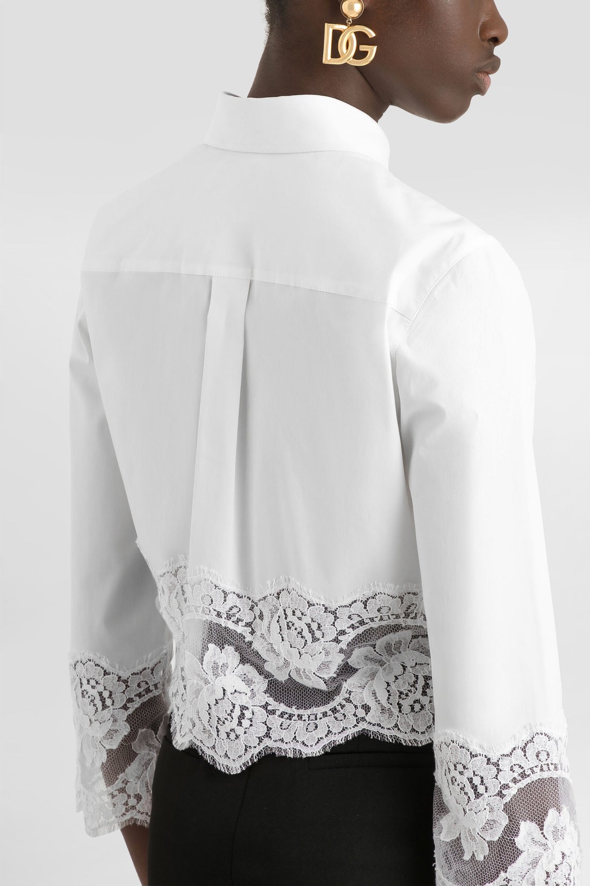 Dolce & Gabbana Cropped Poplin Lace Shirt