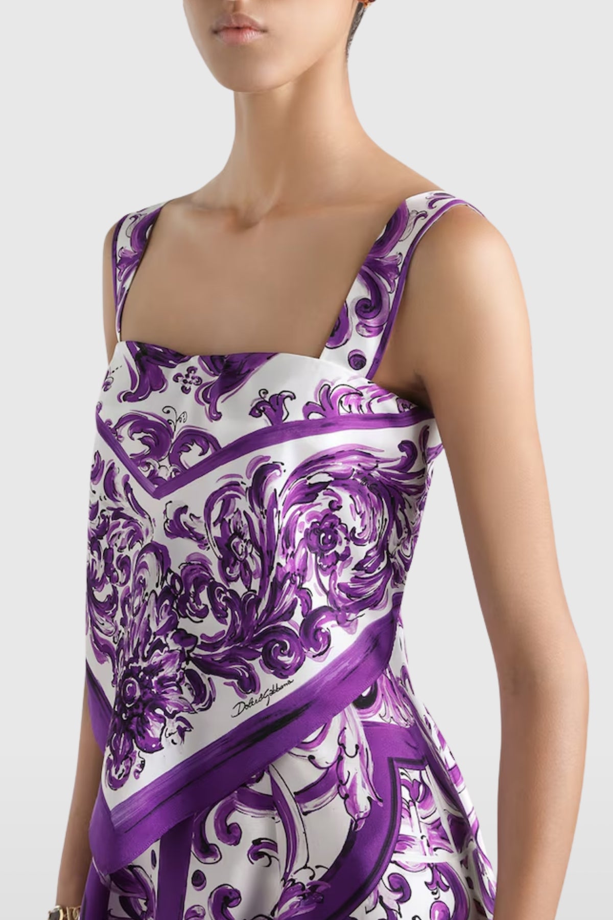 Dolce &amp; Gabbana Majolica Purple Midi Dress