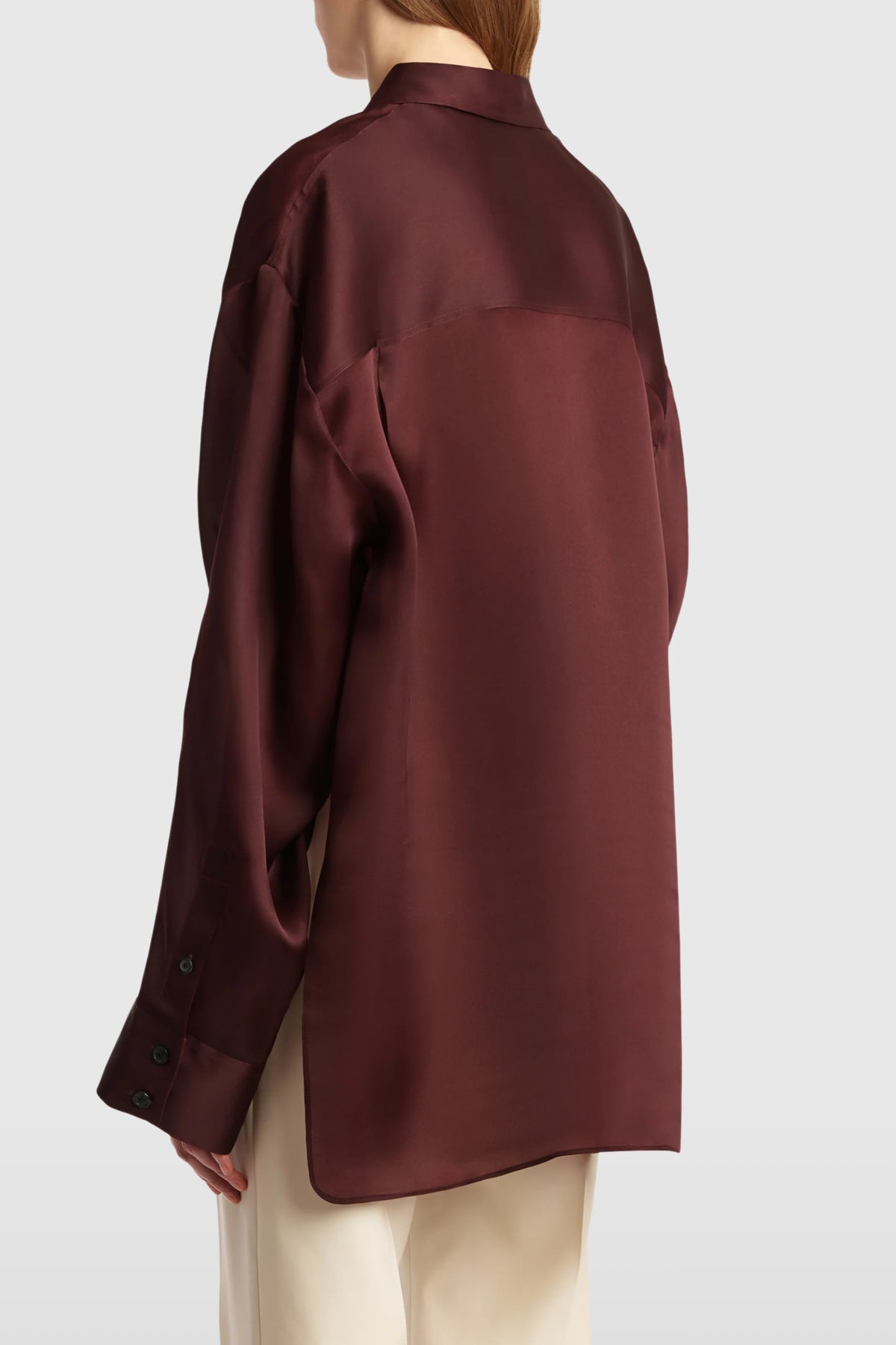 Khaite Matteo Burgundy Sheer Shirt