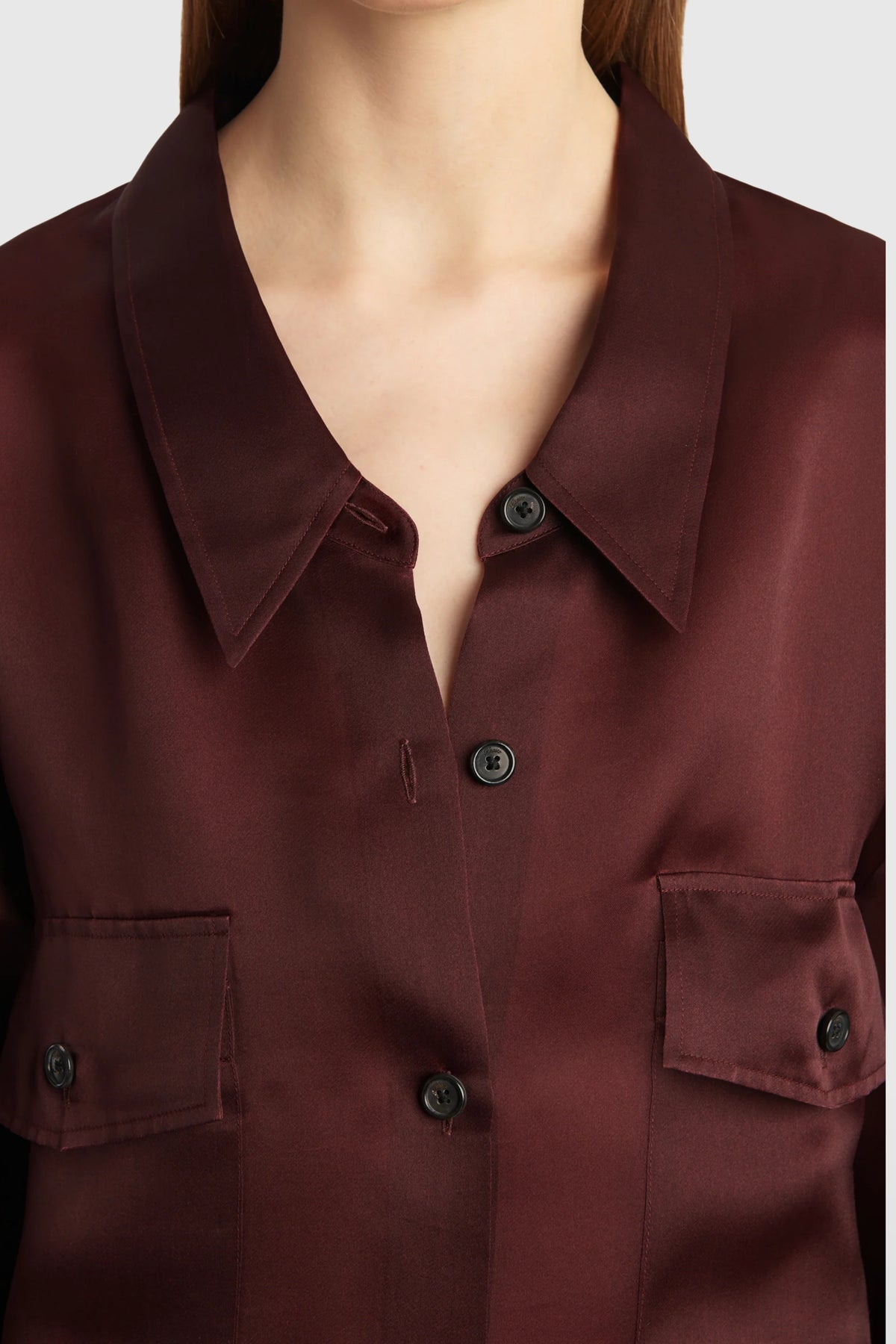 Khaite Matteo Burgundy Sheer Shirt