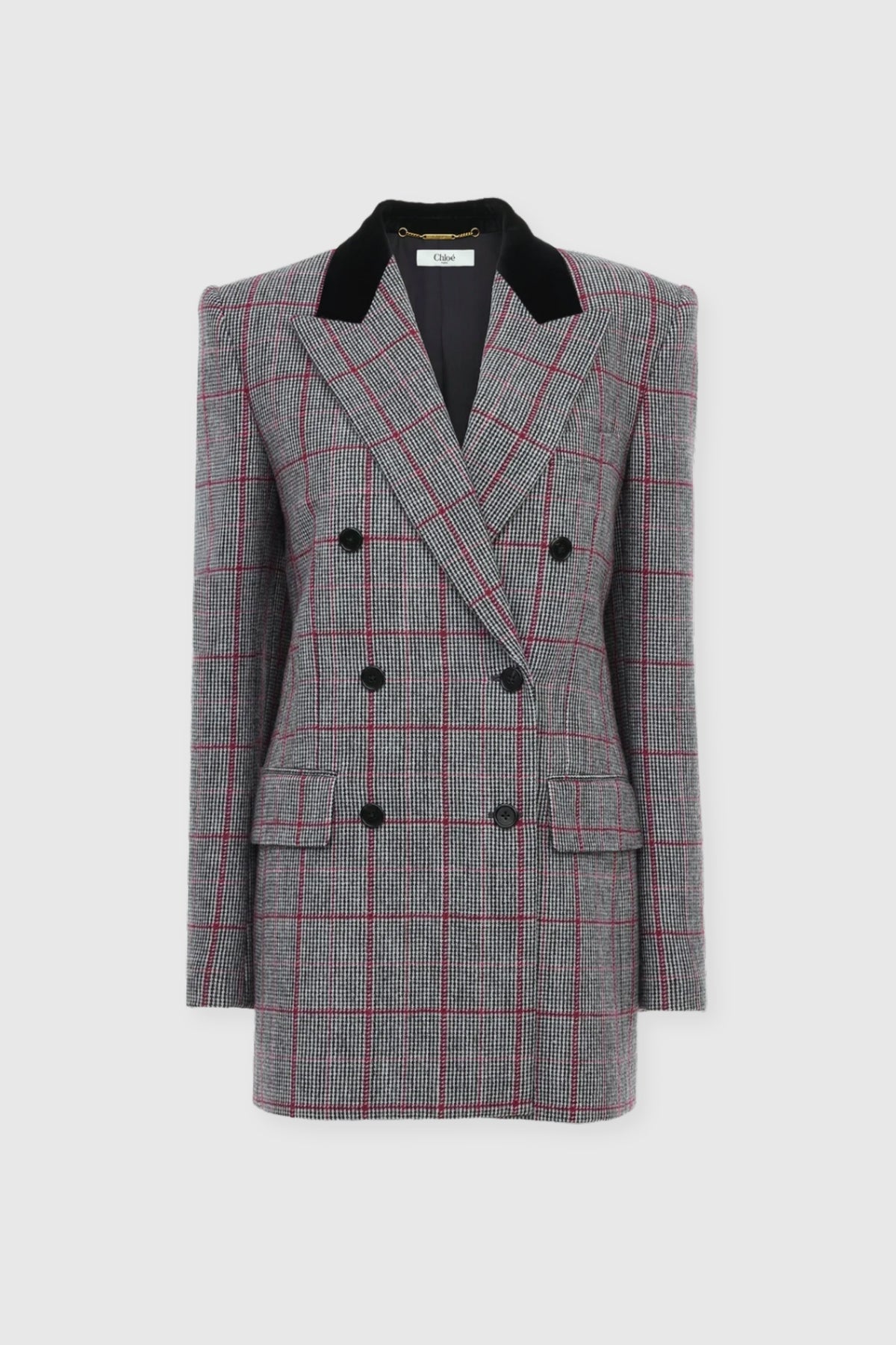 Chloé Tartan Double Breasted Blazer