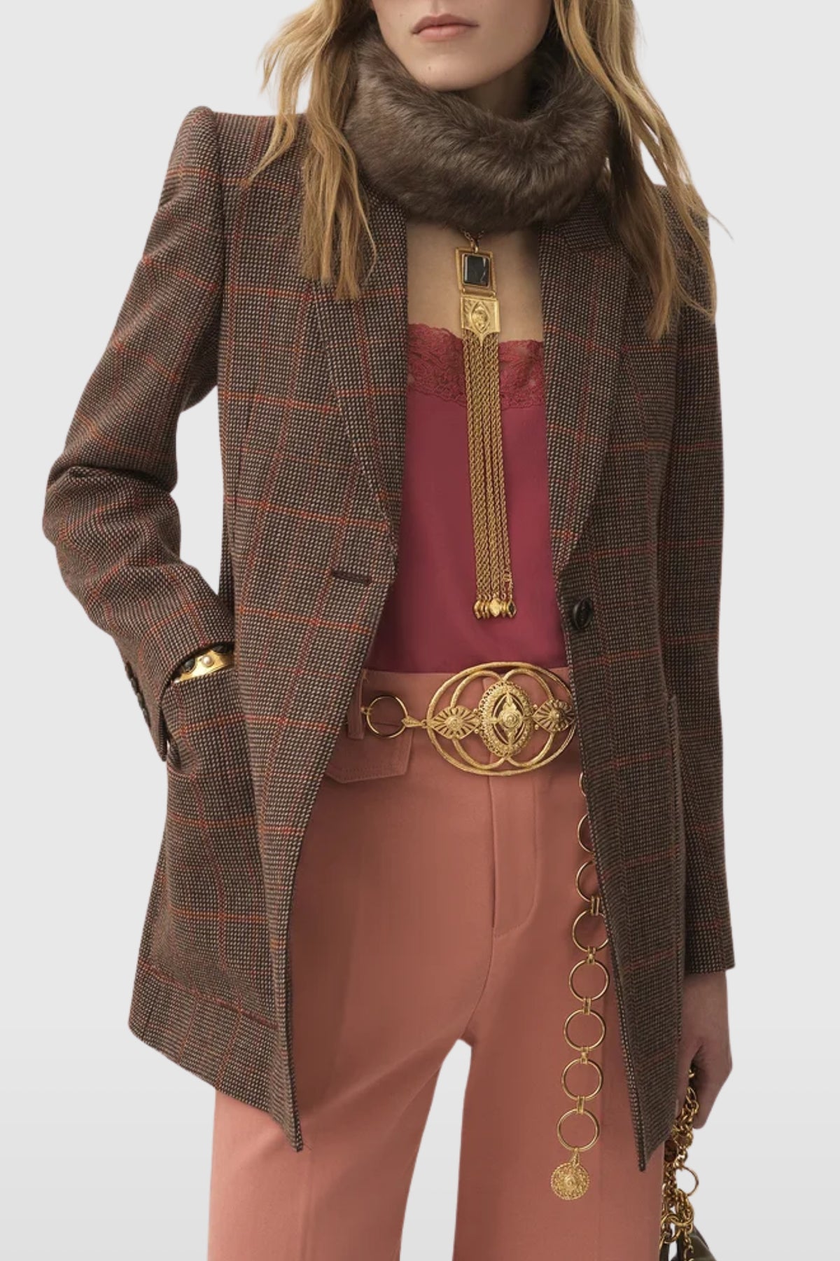 Chloé Brown Tartan Blazer