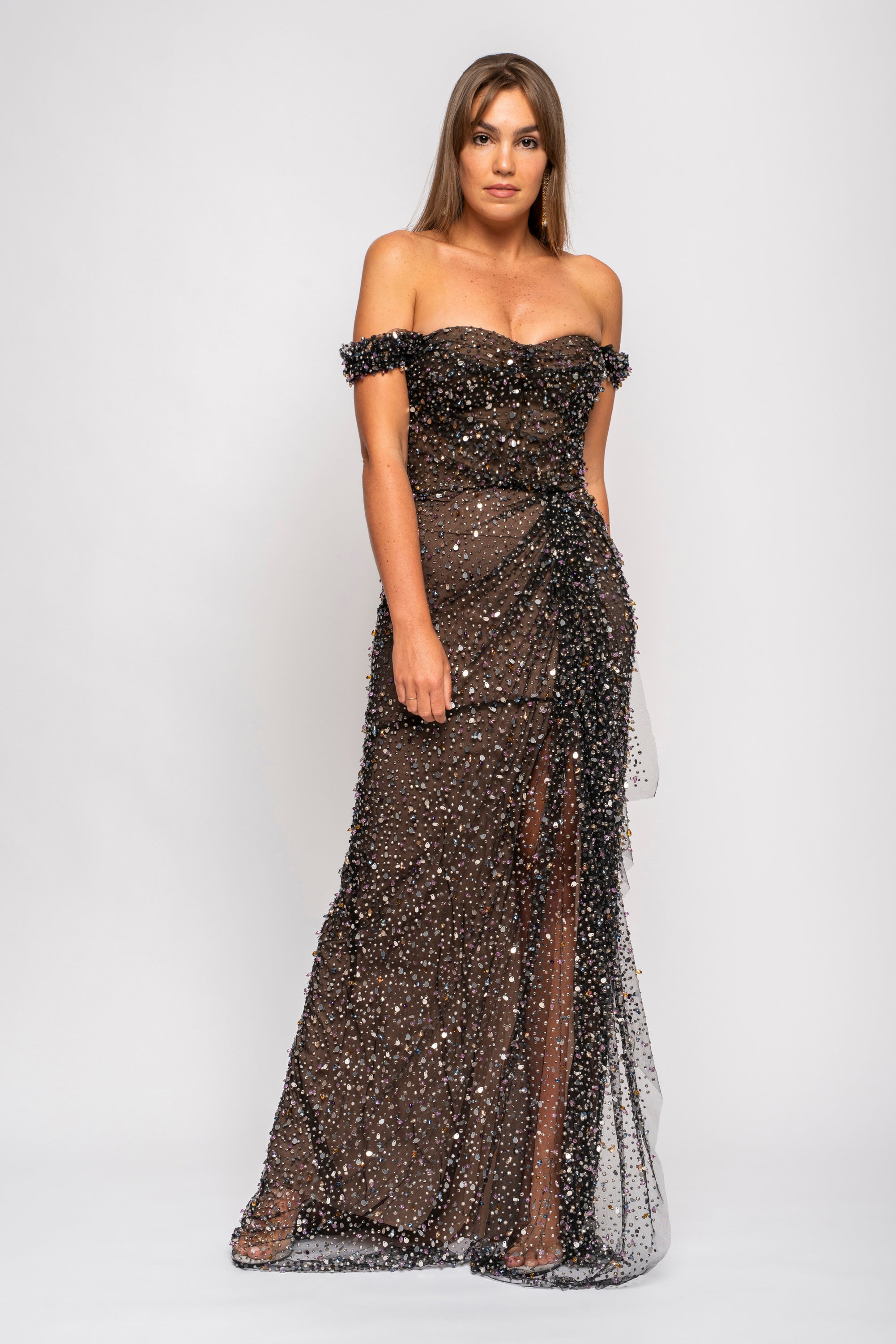 Marchesa Draped Strapless Ball Gown