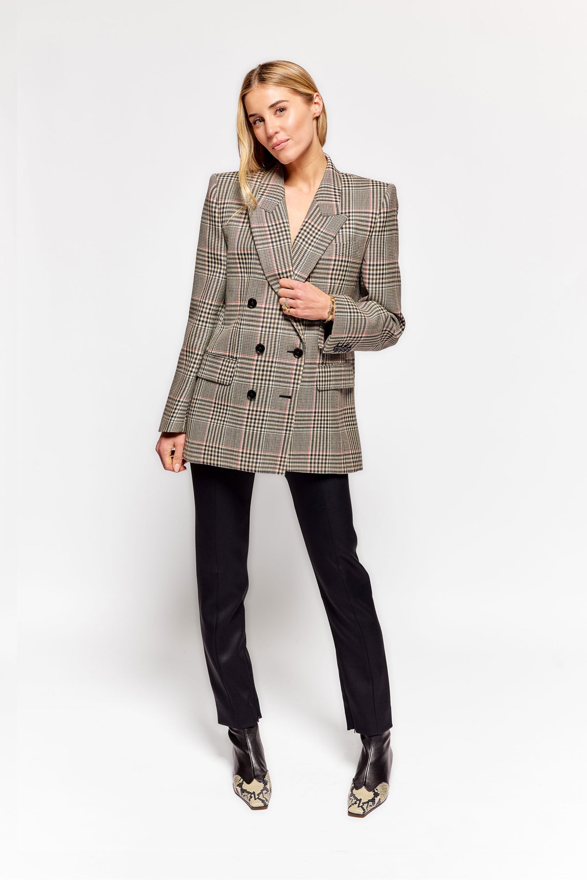 Chloé Plaid Double Breasted Blazer