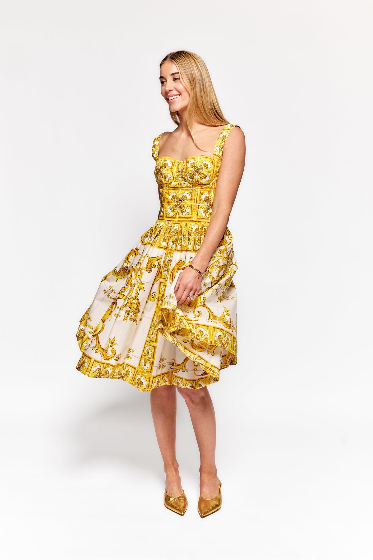 Dolce &amp; Gabbana Bustier Maiolica Midi Dress