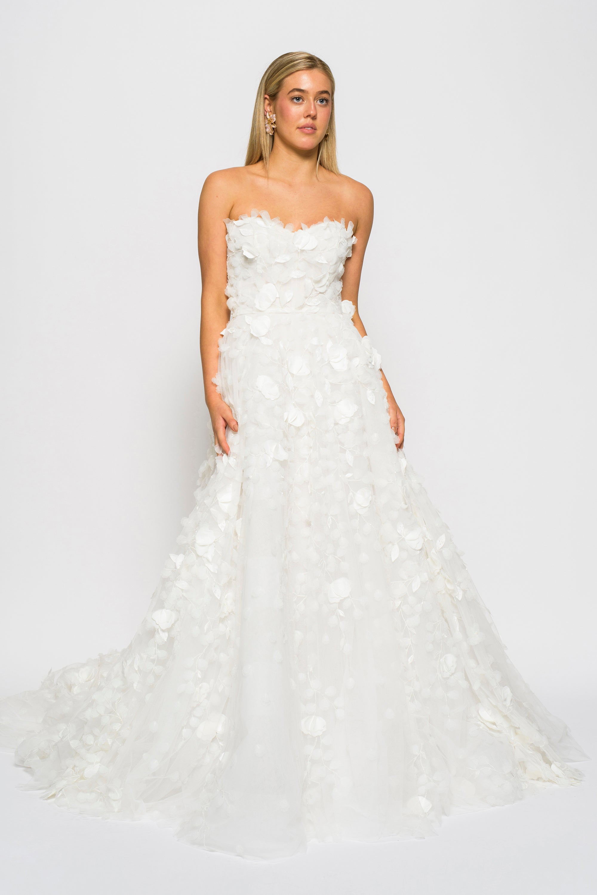 Marchesa Draped Strapless Ball Gown