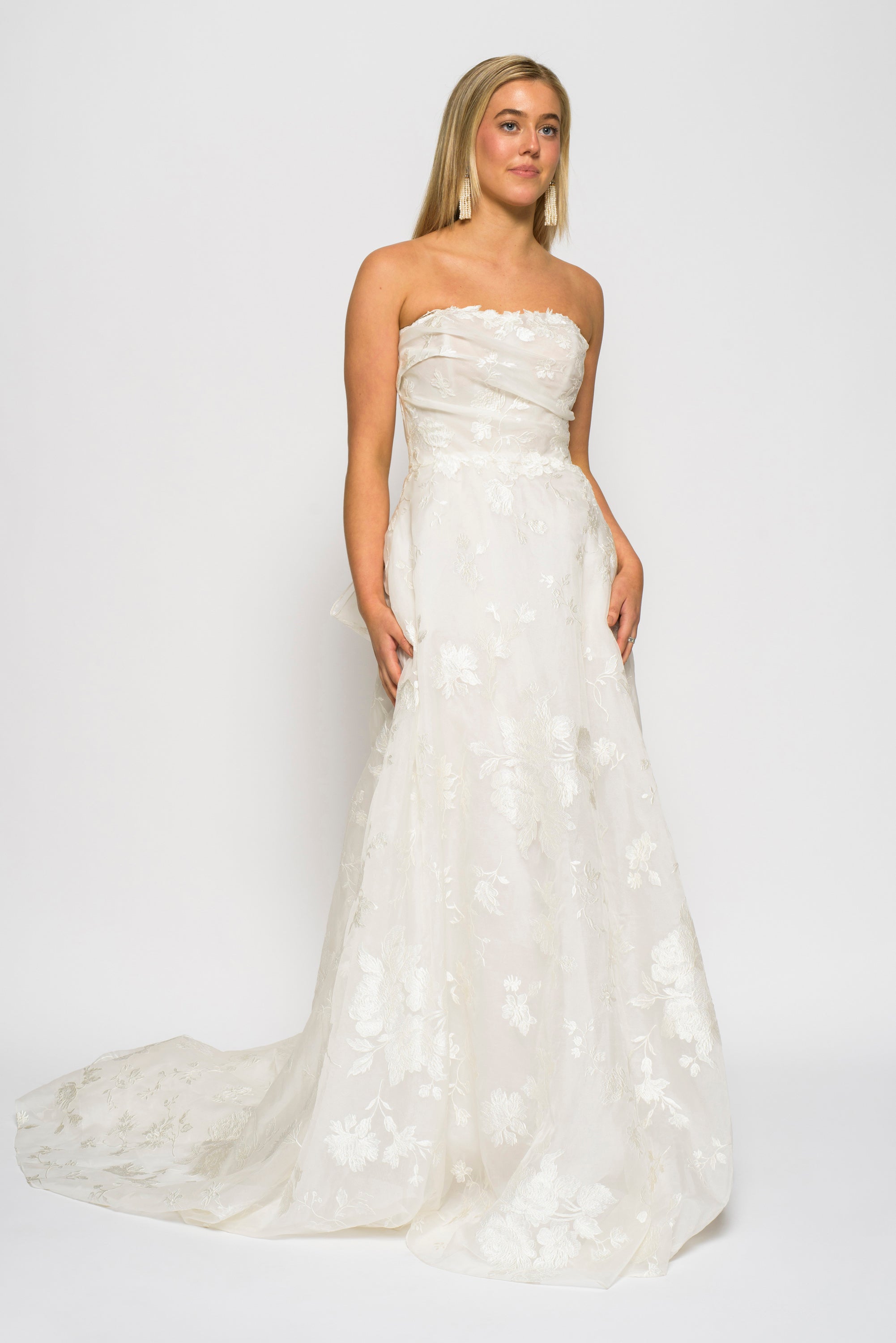 Marchesa Draped Strapless Ball Gown