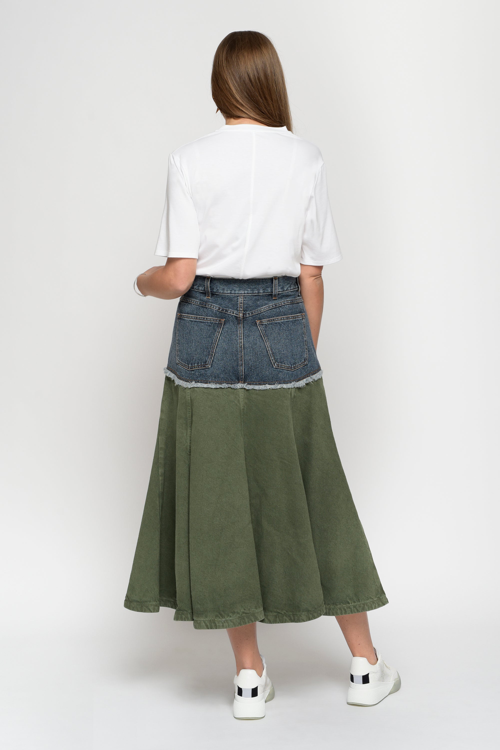 Side Flap Pocket Plain Green Cargo Denim Skirt High - Temu Saudi Arabia