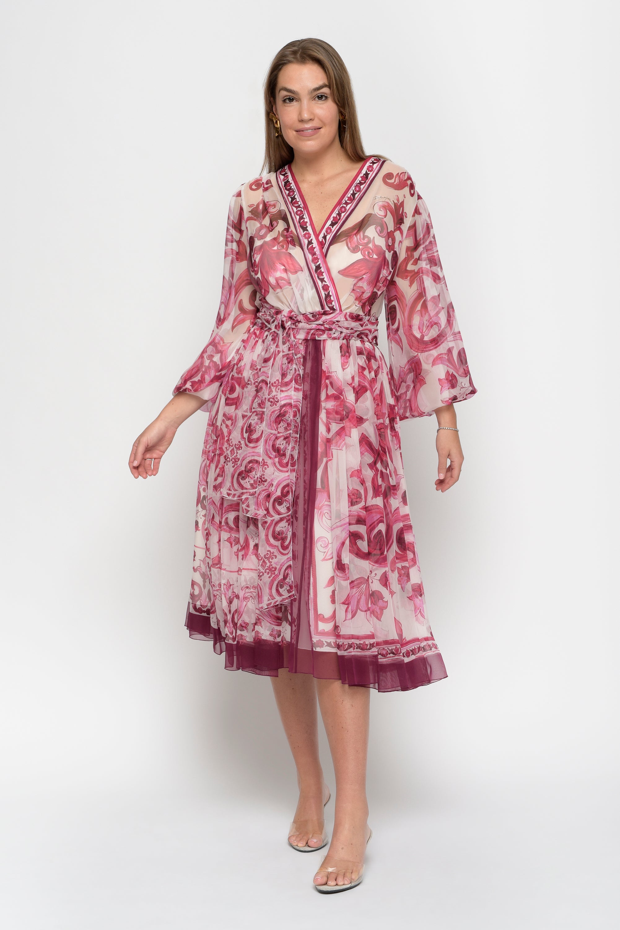 Dolce & Gabbana Black Rose Printed Silk Kimono Dress S Dolce & Gabbana