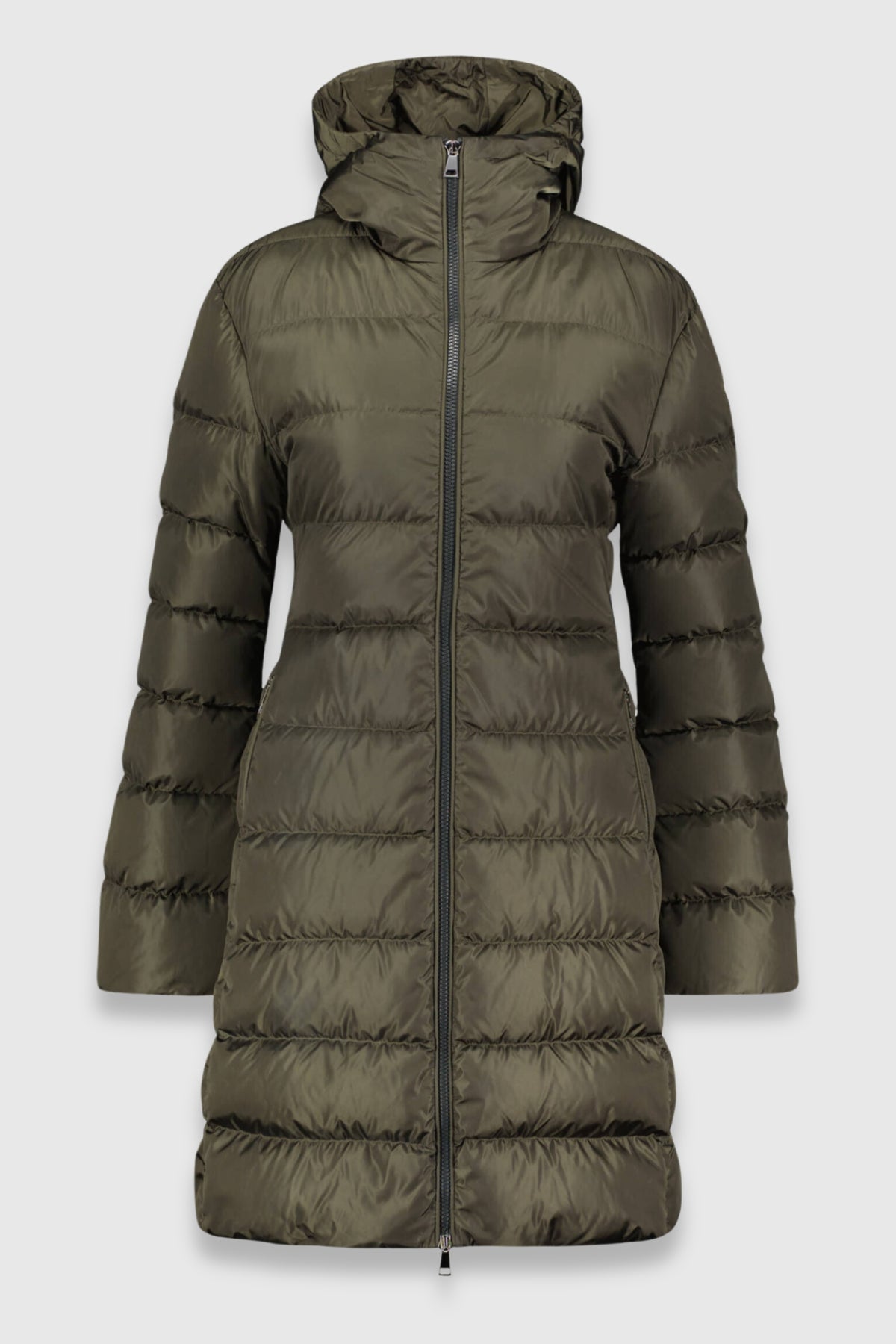 Moncler Khaki &#39;Dombes&#39; Longline Belted Jacket