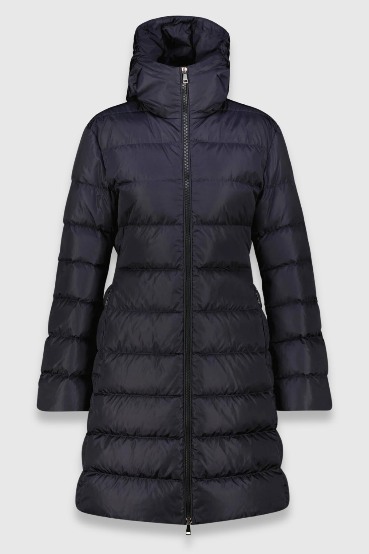 Moncler Navy &#39;Dombes&#39; Longline Belted Jacket