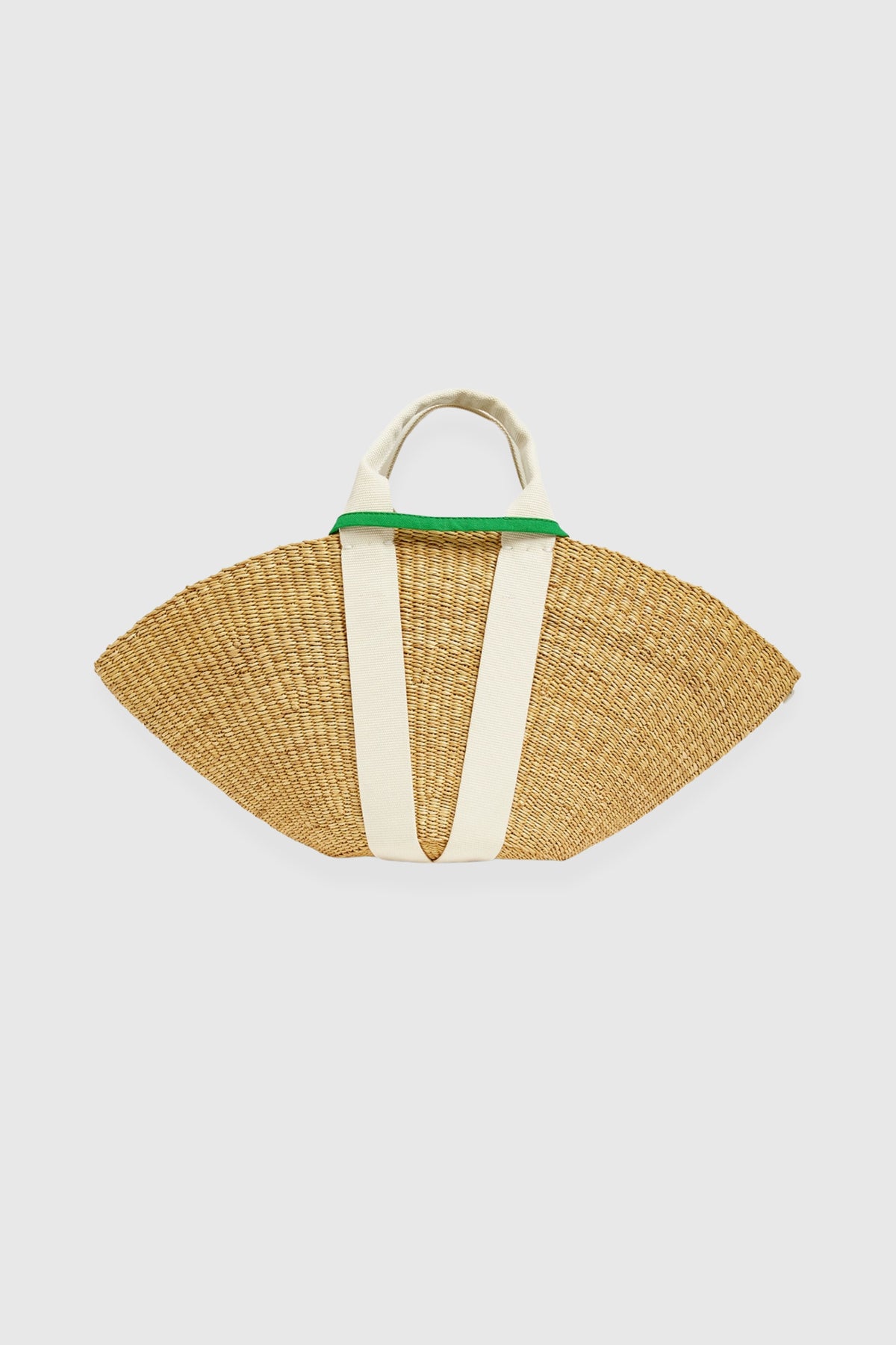 Muuñ &#39;Sophie&#39; Ecru Basket Bag with Green Pouch