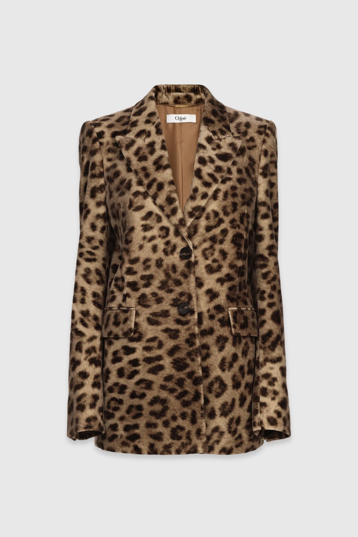 Chloé Single Breasted Velvet Leopard Jacket