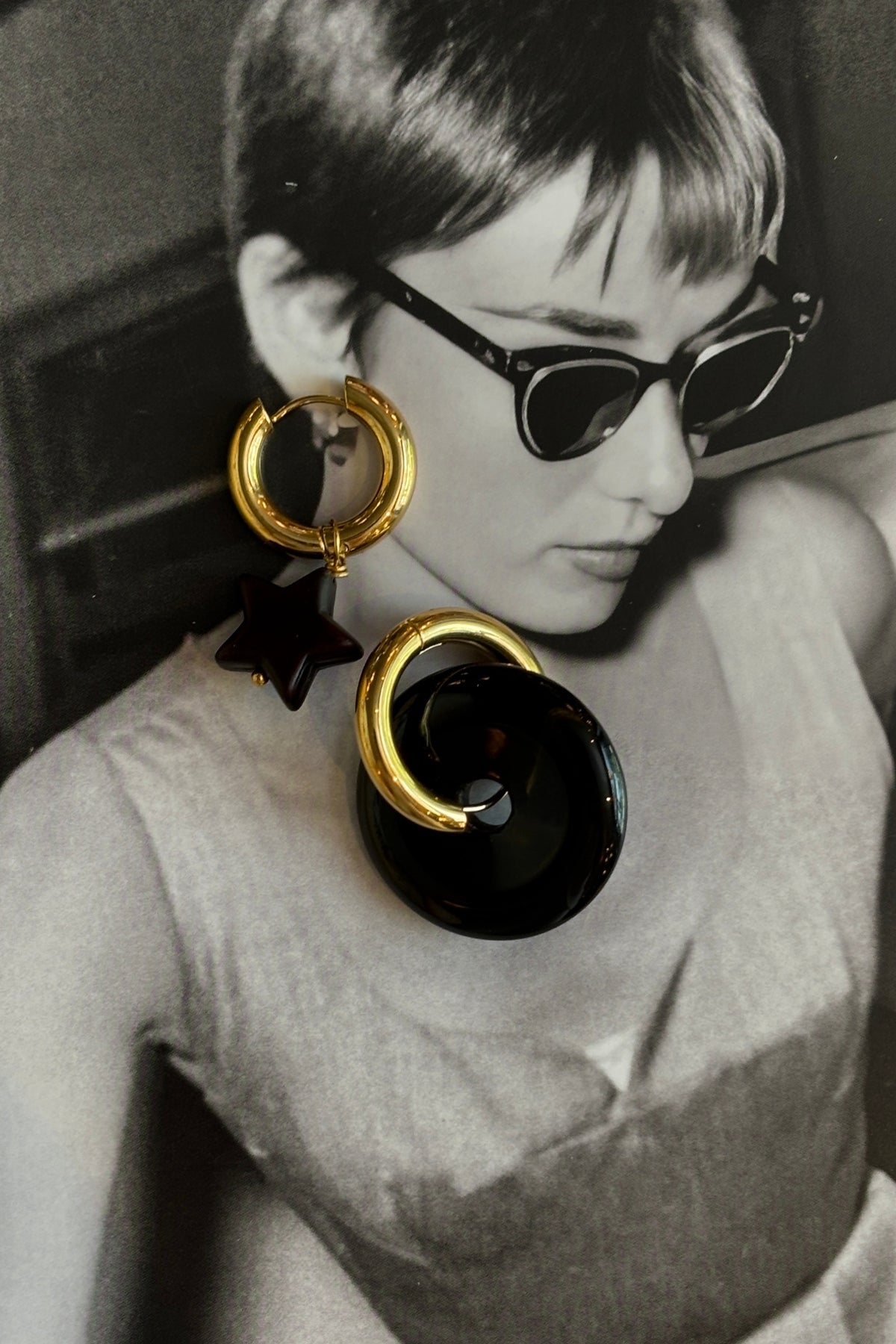 Timeless Pearly Coin & Star Mismatched Earrings