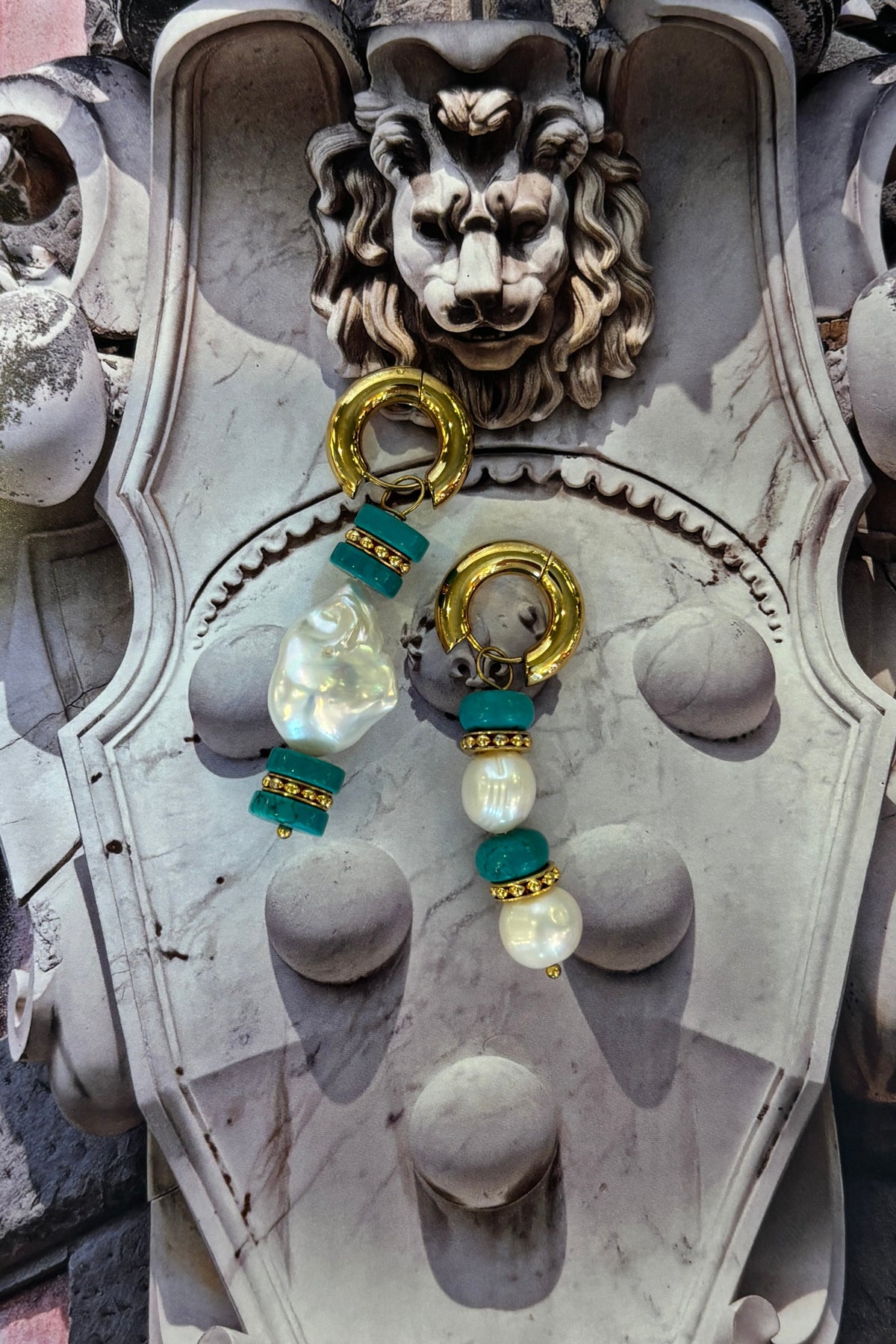 Timeless Pearly Mismatch Turquoise & Pearl Earrings