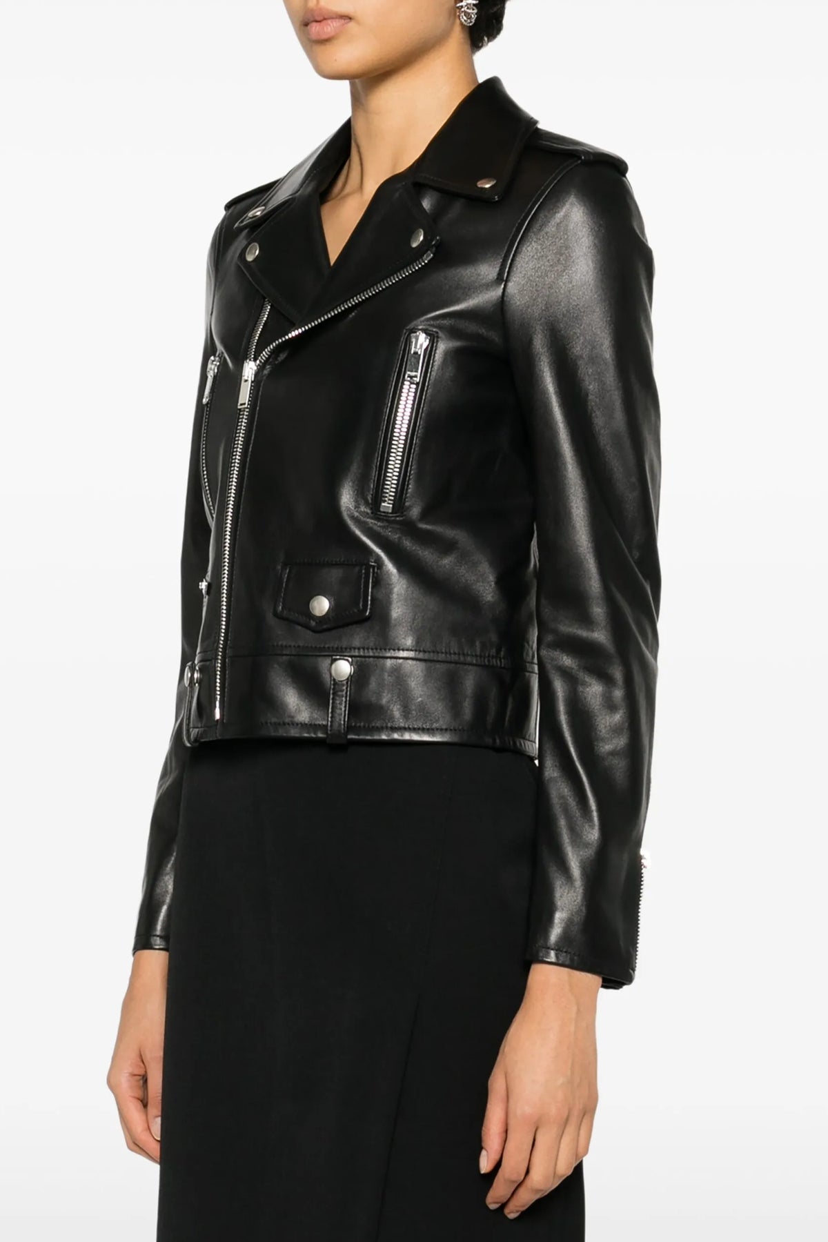 Saint Laurent Black Classic Biker Jacket