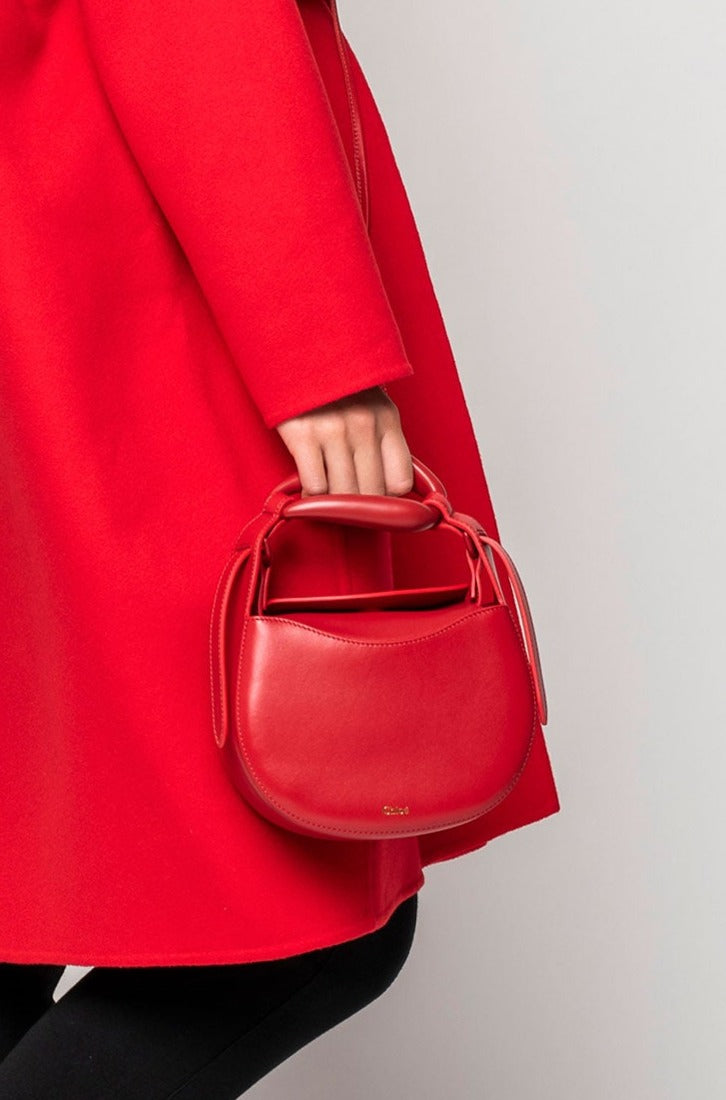 Chloé Red Crush Leather Shoulder Bag with Kiss Handle