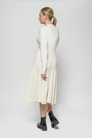 The Row White Gentwood Longsleeve Cotton Dress - Le Louvre