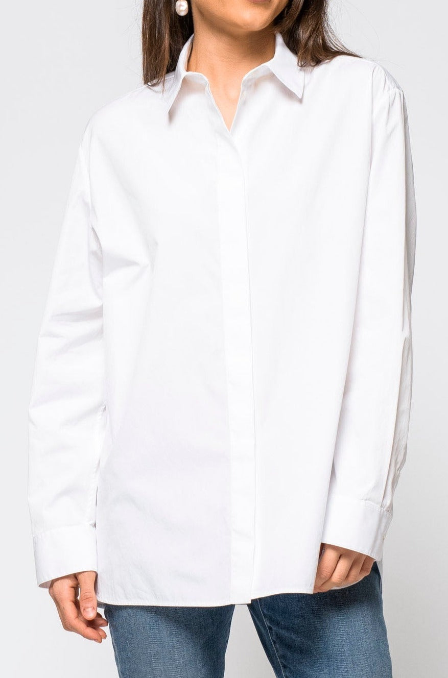 The Row White Big Sisea Cotton Shirt